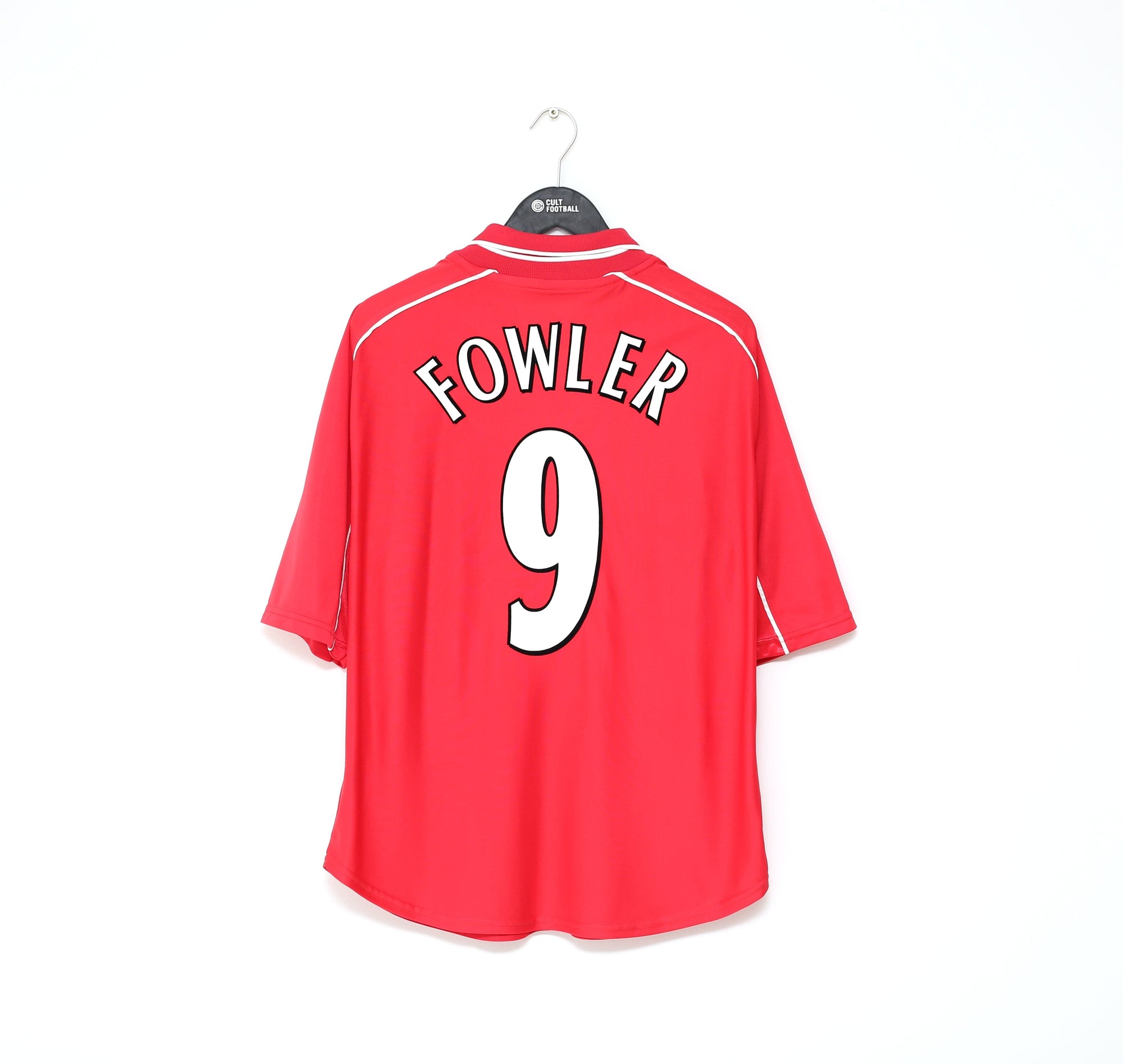 2000/02 FOWLER #9 Liverpool Vintage Reebok Home Football Shirt (L) UEFA Cup