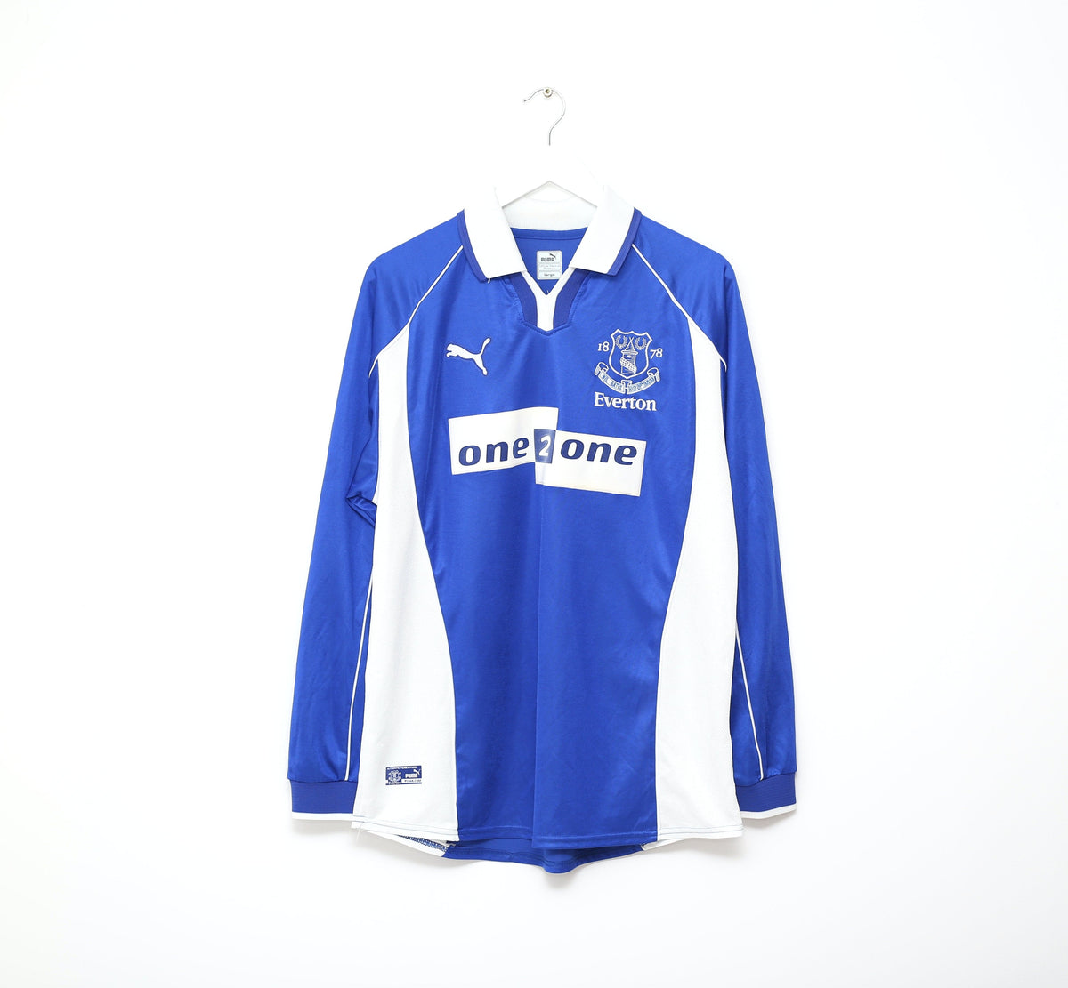 2000/02 GINOLA #24 Everton Vintage PUMA Long Sleeve Football Shirt (L)