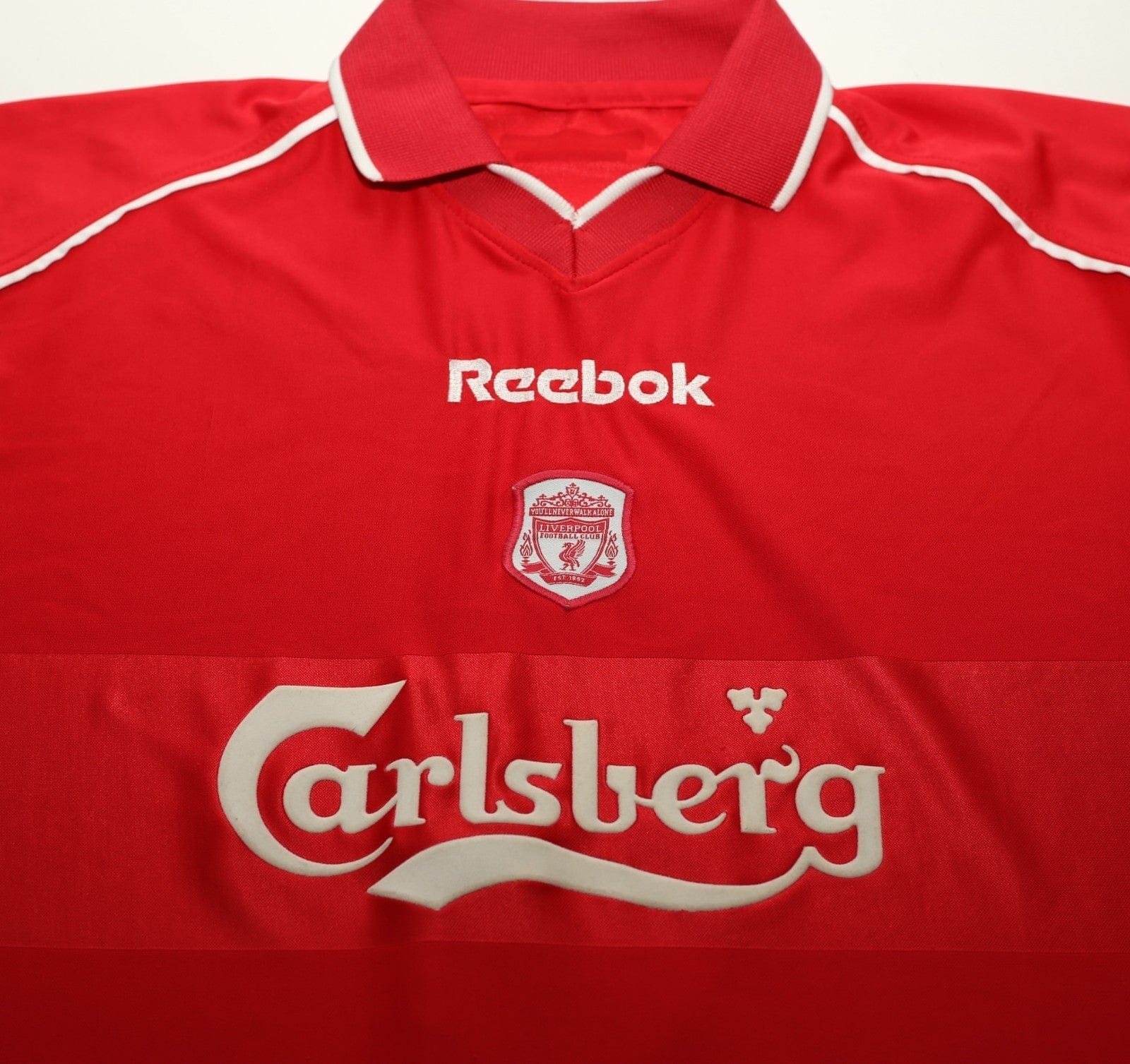 2000/02 HESKEY #8 Liverpool Vintage Reebok Home Football Shirt (M)