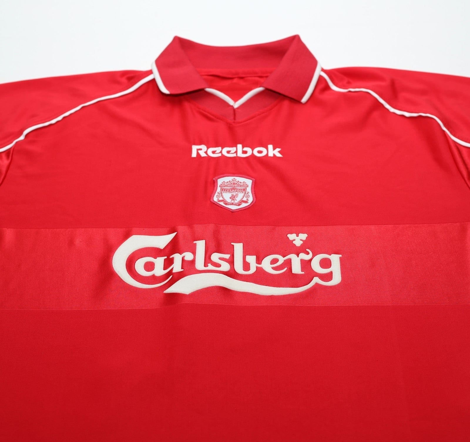 2000/02 HESKEY #8 Liverpool Vintage Reebok Home Football Shirt (M)