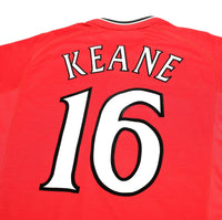 2000/02 KEANE #16 Manchester United Vintage Umbro UCL Home Football Shirt (M)