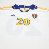 2000/02 Larsson #20 Sweden Vintage adidas Away Football Shirt (XL) Euro 2000