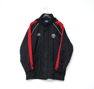 2000/02 MANCHESTER UNITED Vintage Umbro Bench Coat Jacket (M) Beckham Scholes