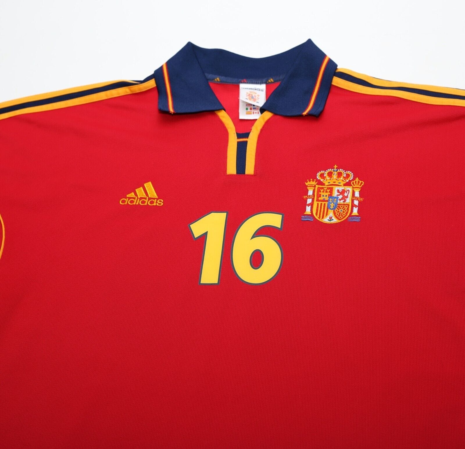 2000/02 MENDIETA #16 Spain Vintage adidas Home Football Shirt (XL) Euro 2000
