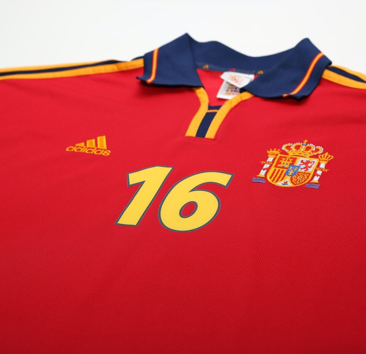 2000/02 MENDIETA #16 Spain Vintage adidas Home Football Shirt (XL) Euro 2000