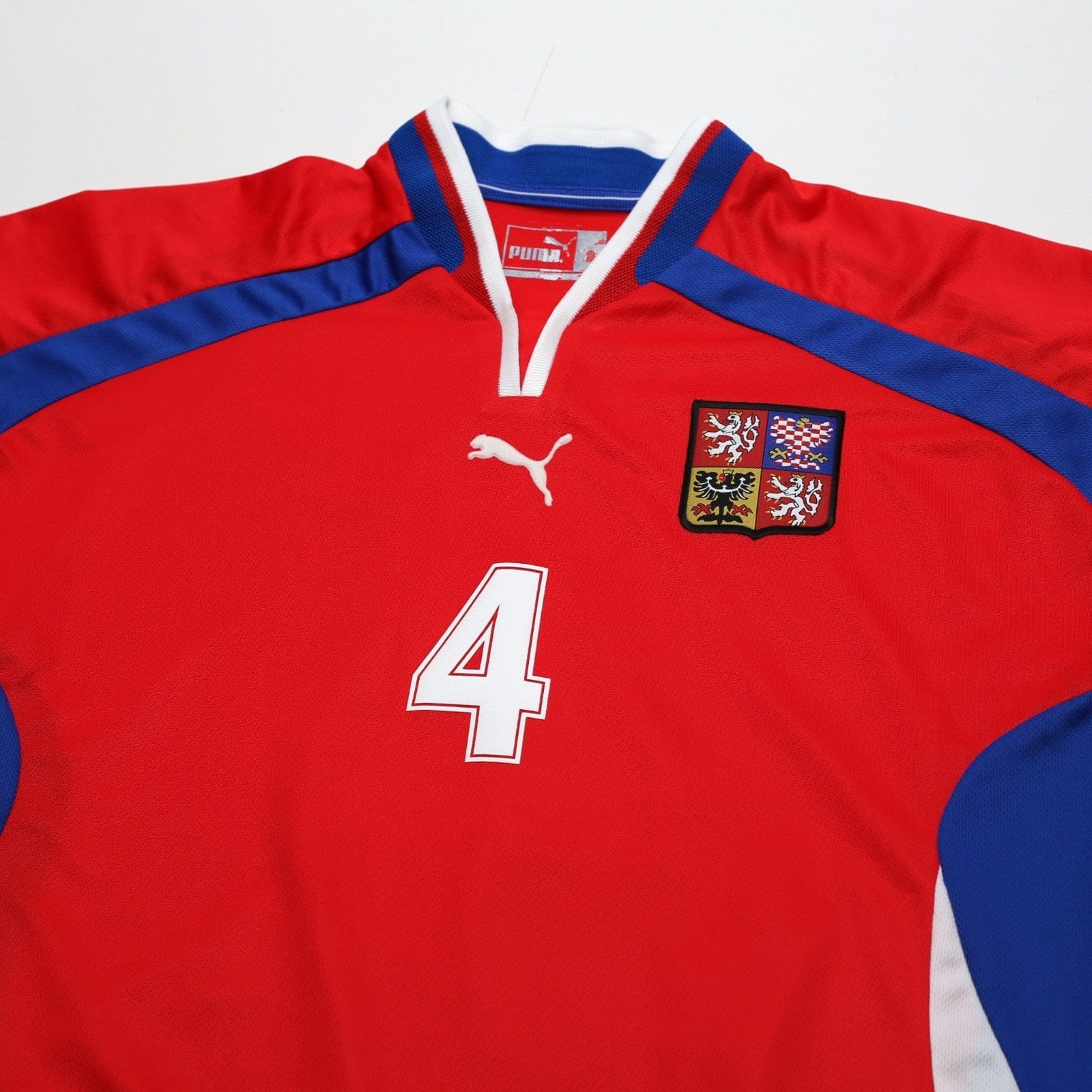 2000/02 Nedved #4 Czech Republic Vintage Puma Home Football Shirt (L) Euro 2000