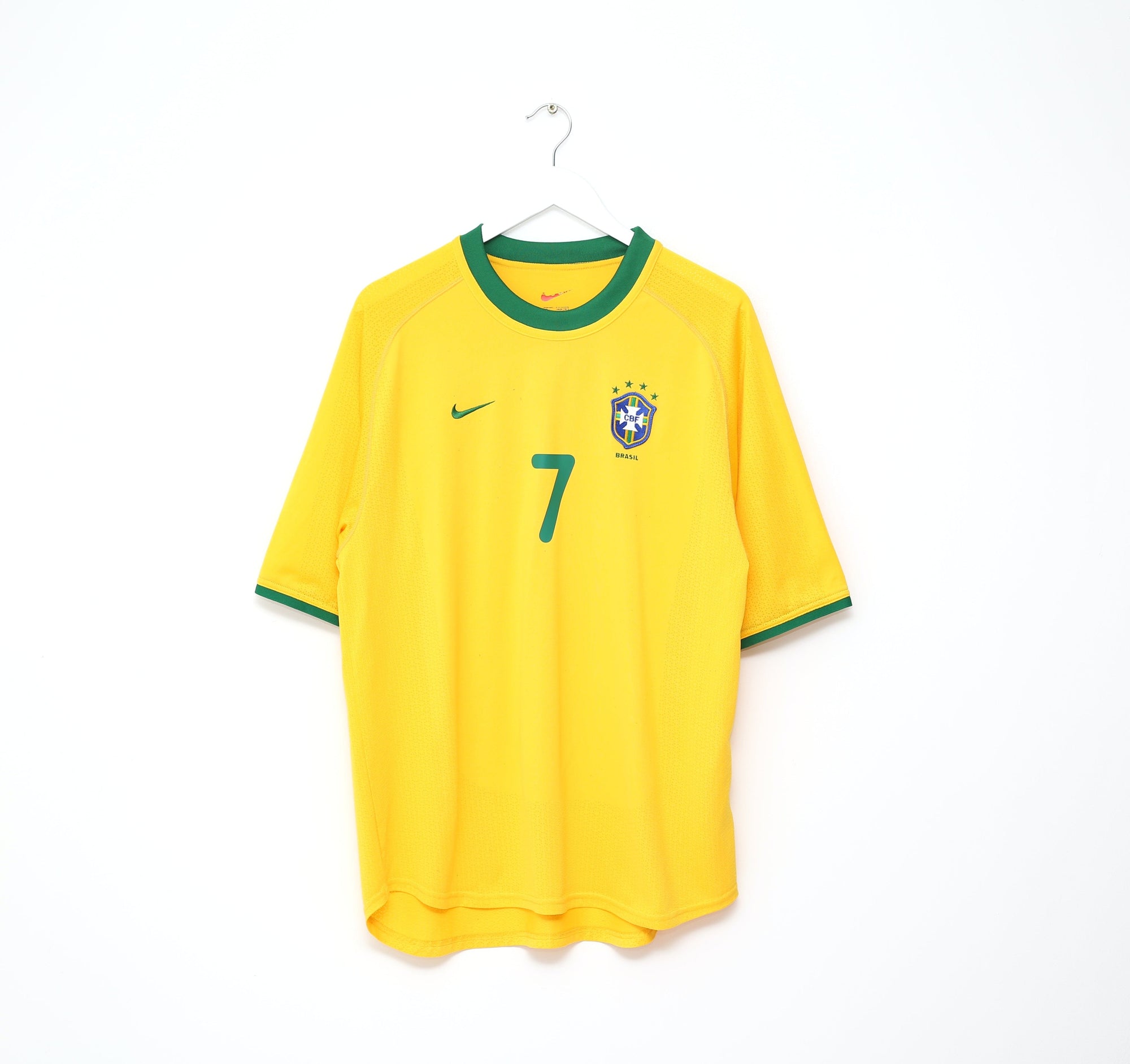 2000/02 RONALDINHO #7 Brazil Vintage Nike Home Football Shirt (L) Olympics 2000