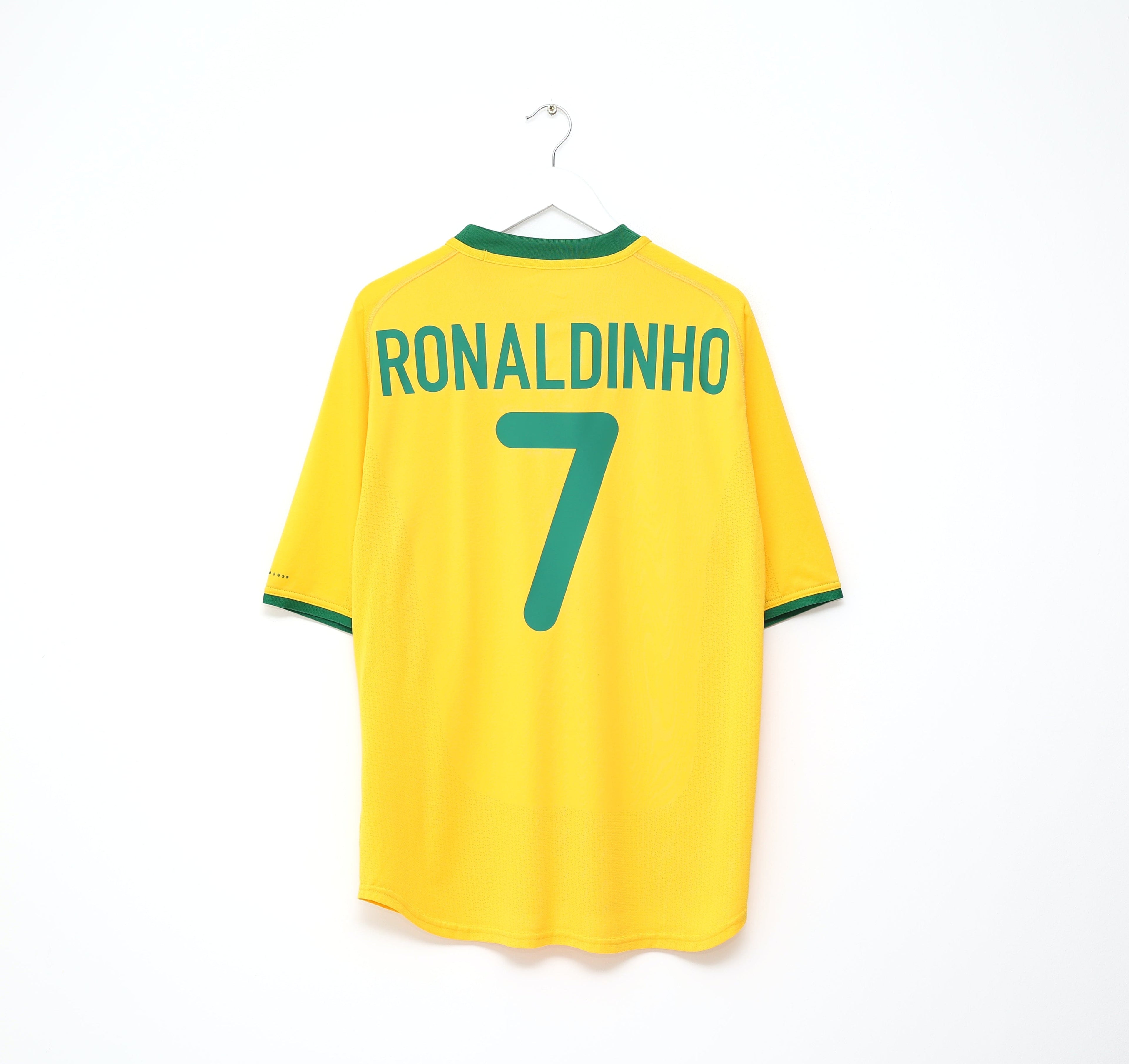 2000/02 RONALDINHO #7 Brazil Vintage Nike Home Football Shirt (L) Olympics 2000