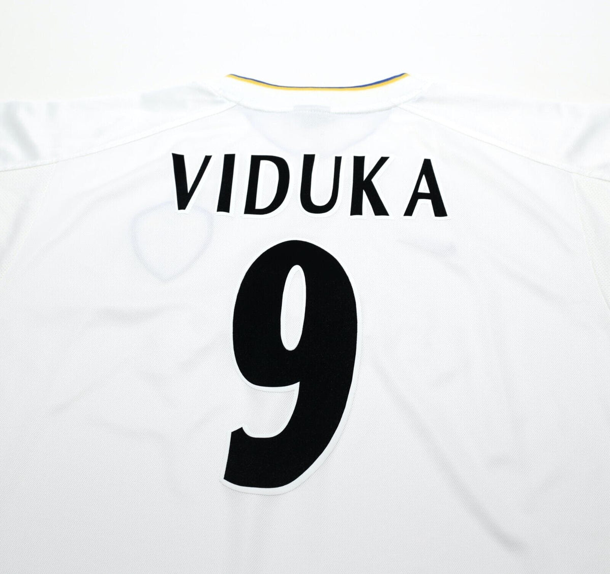 2000/02 VIDUKA #9 Leeds United Vintage Nike Home UCL Football Shirt Jersey (M)