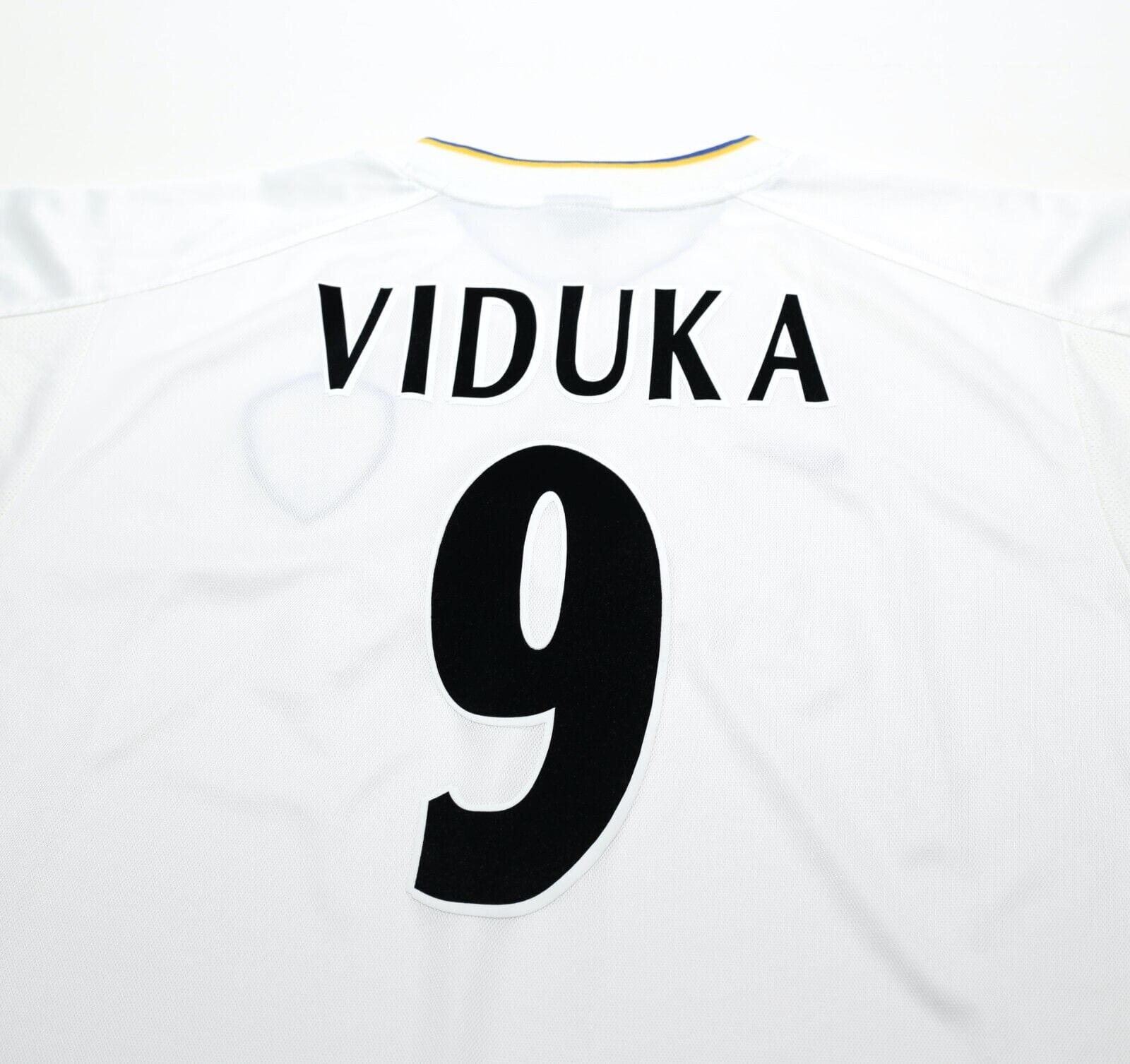 2000/02 VIDUKA #9 Leeds United Vintage Nike Home UCL Football Shirt Jersey (M)