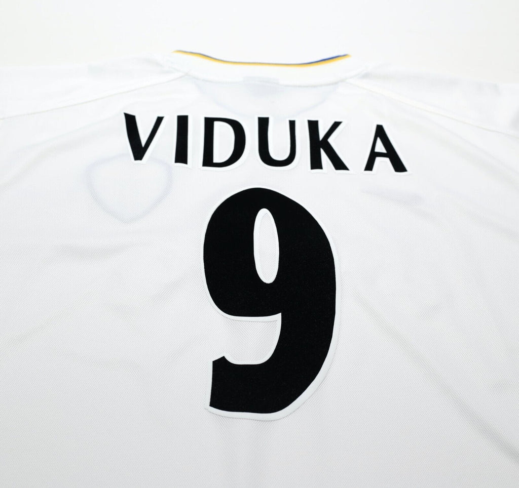 2000/02 VIDUKA #9 Leeds United Vintage Nike Home UCL Football Shirt Jersey (M)