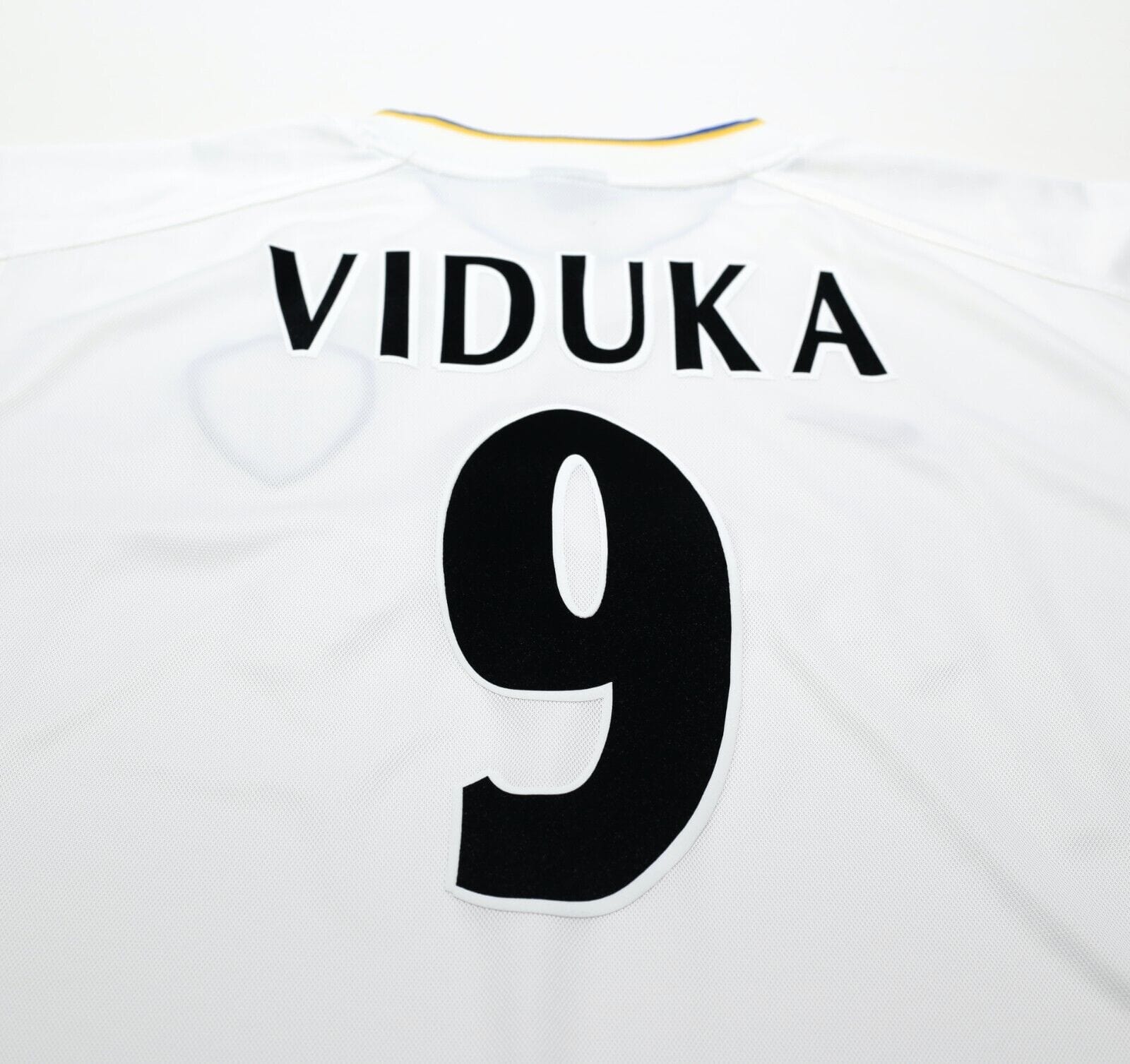 2000/02 VIDUKA #9 Leeds United Vintage Nike Home UCL Football Shirt Jersey (M)