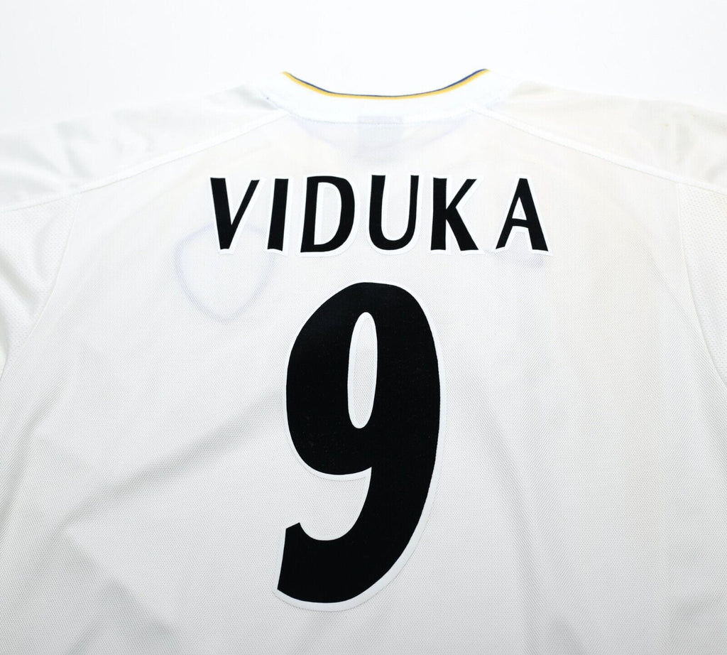 2000/02 VIDUKA #9 Leeds United Vintage Nike Home UCL Football Shirt Jersey (S/M)