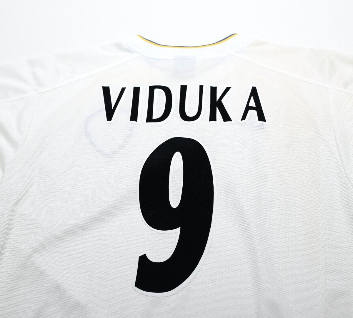 2000/02 VIDUKA #9 Leeds United Vintage Nike Home UCL Football Shirt Jersey (S/M)