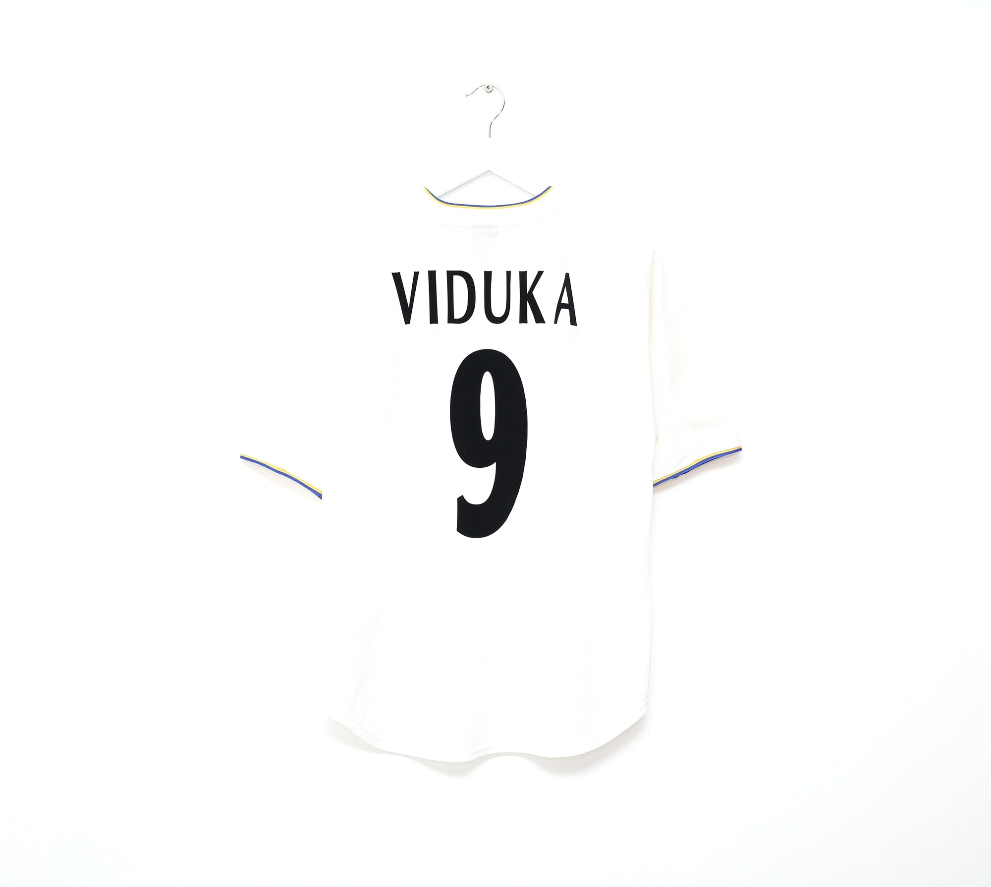 2000/02 VIDUKA #9 Leeds United Vintage Nike Home UCL Football Shirt Jersey (S/M)