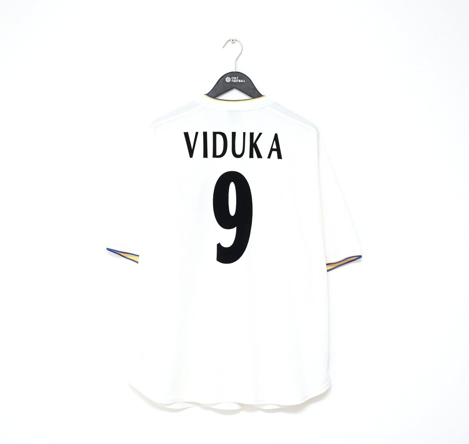 2000/02 VIDUKA #9 Leeds United Vintage Nike Home UCL Football Shirt Jersey (XL)
