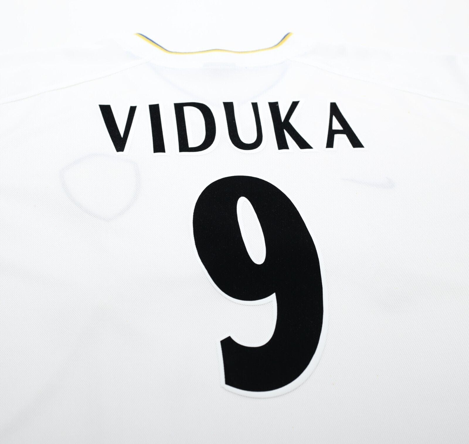2000/02 VIDUKA #9 Leeds United Vintage Nike Home UCL Football Shirt Jersey (XL)