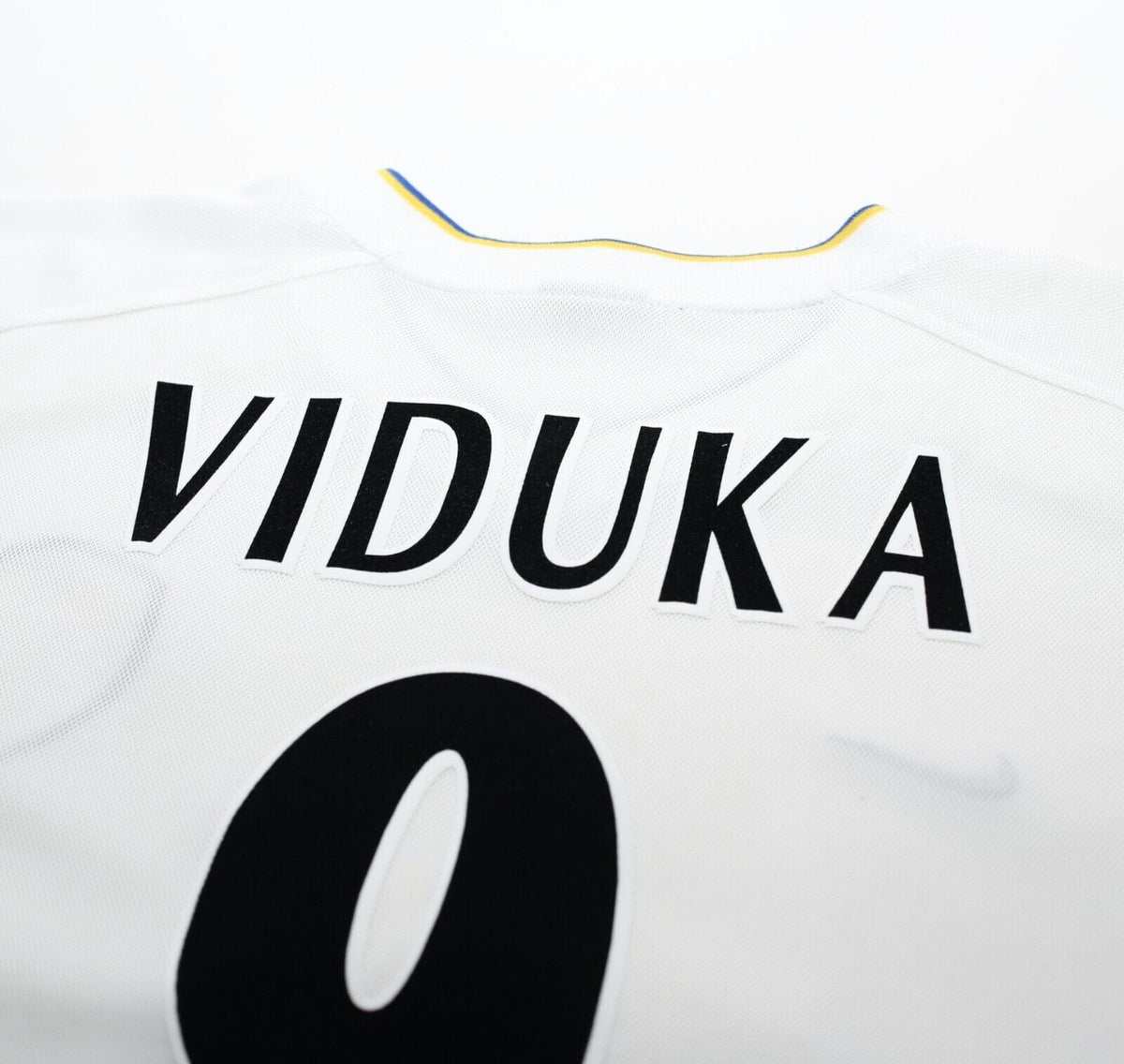 2000/02 VIDUKA #9 Leeds United Vintage Nike Home UCL Football Shirt Jersey (XL)