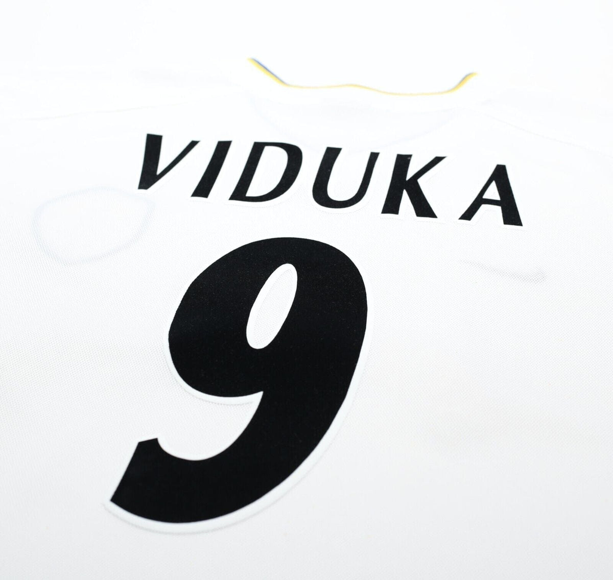 2000/02 VIDUKA #9 Leeds United Vintage Nike Home UCL Football Shirt Jersey (XL)