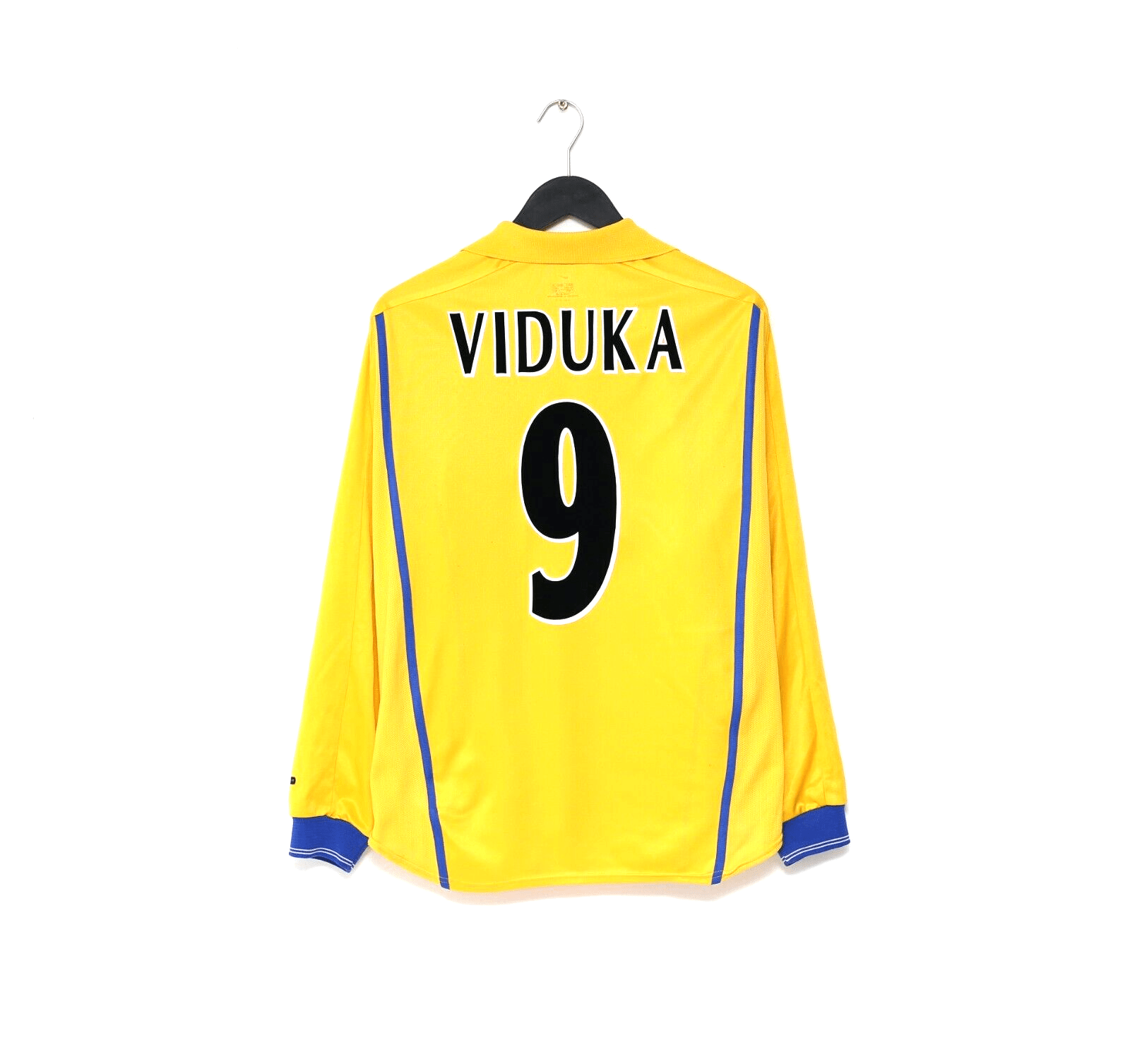 2000/02 VIDUKA #9 Leeds United Vintage Nike L/S Away Football Shirt (M)