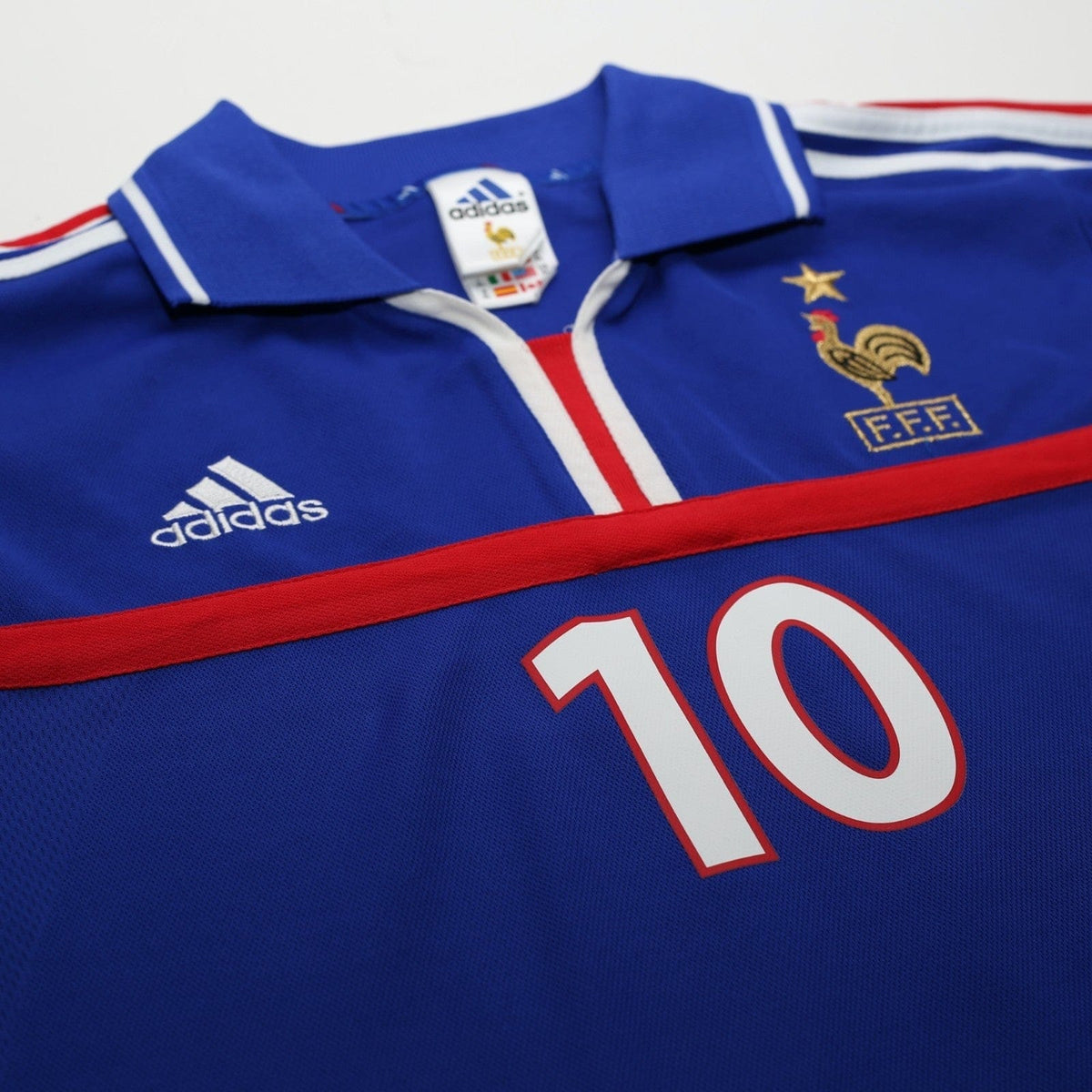 2000/02 Zidane #10 France Vintage adidas Home Football Shirt (L) Euro 2000