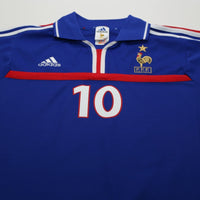 2000/02 Zidane #10 France Vintage adidas Home Football Shirt (L) Euro 2000