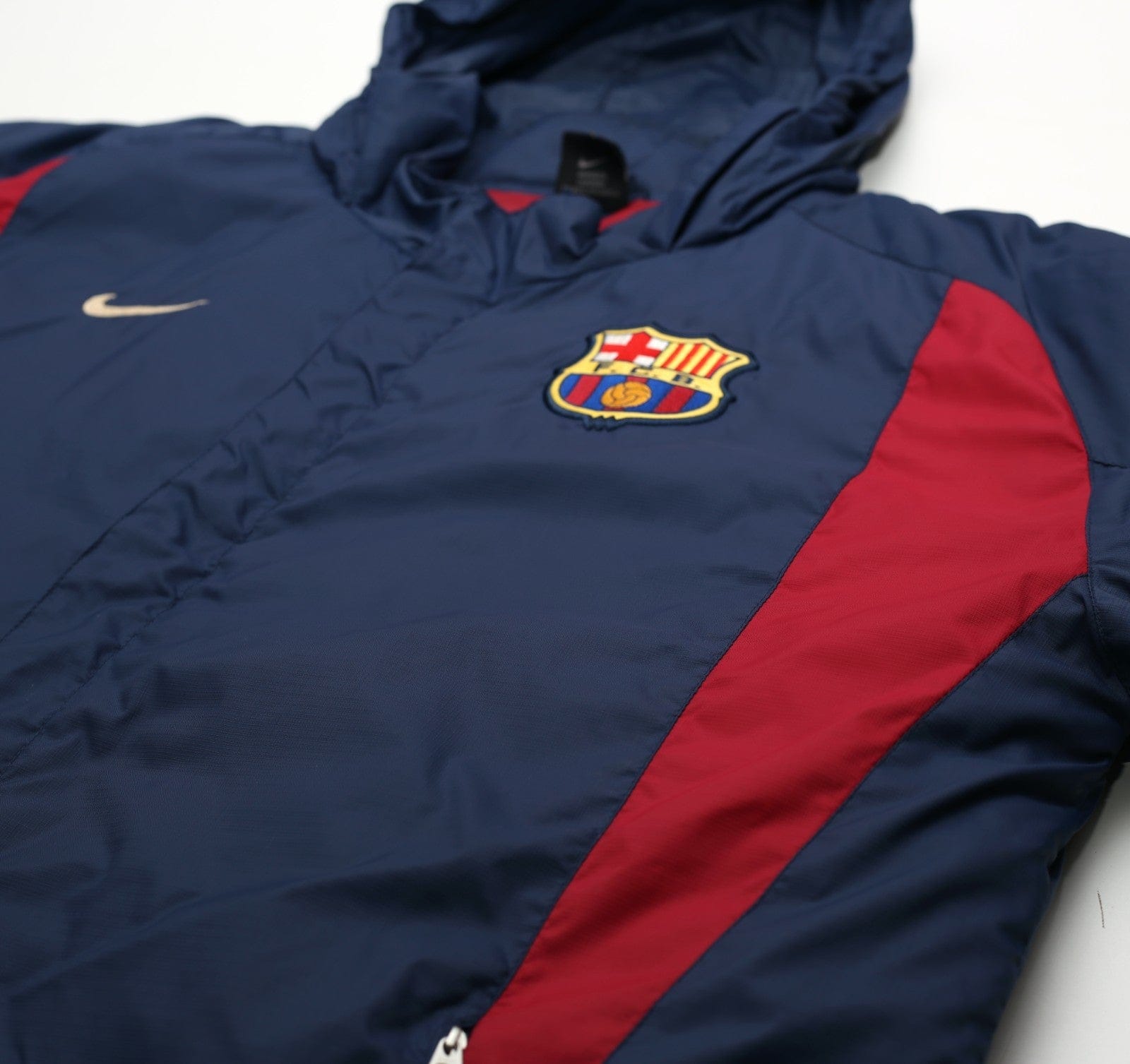 2001/02 BARCELONA Vintage Nike Football Hooded Bench Coat Jacket (M/L)