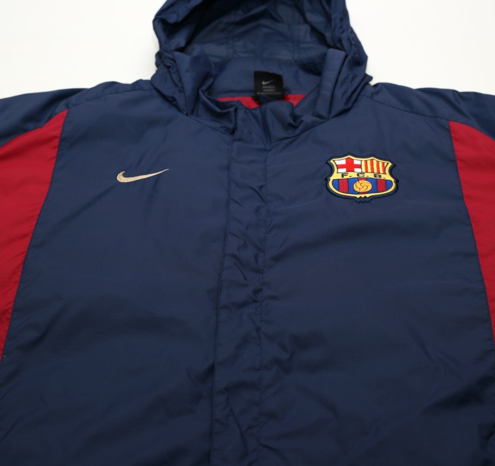 2001/02 BARCELONA Vintage Nike Football Hooded Bench Coat Jacket (M/L)