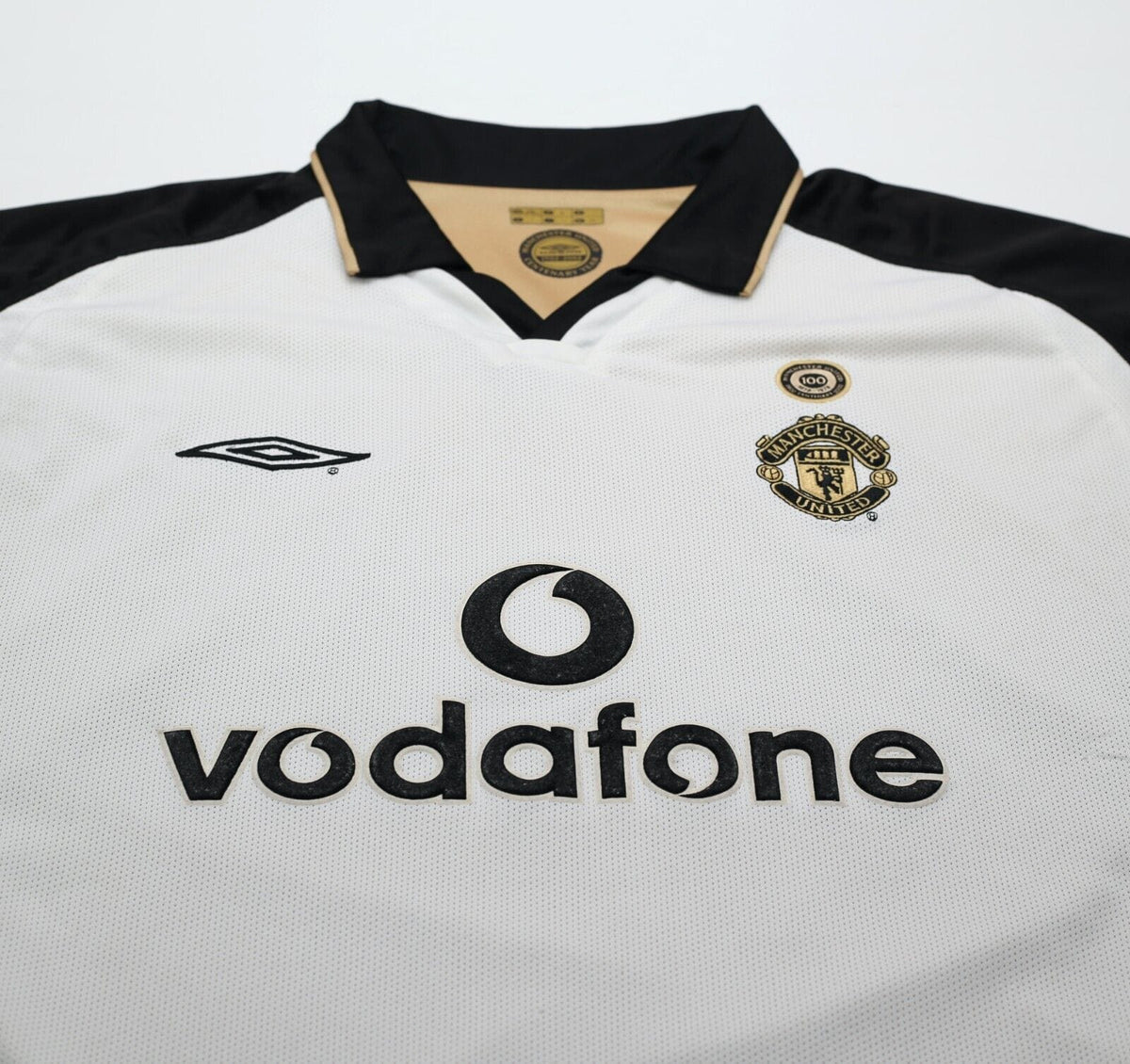 2001/02 BECKHAM #7 Manchester United Umbro Centenary Away Football Shirt (L)