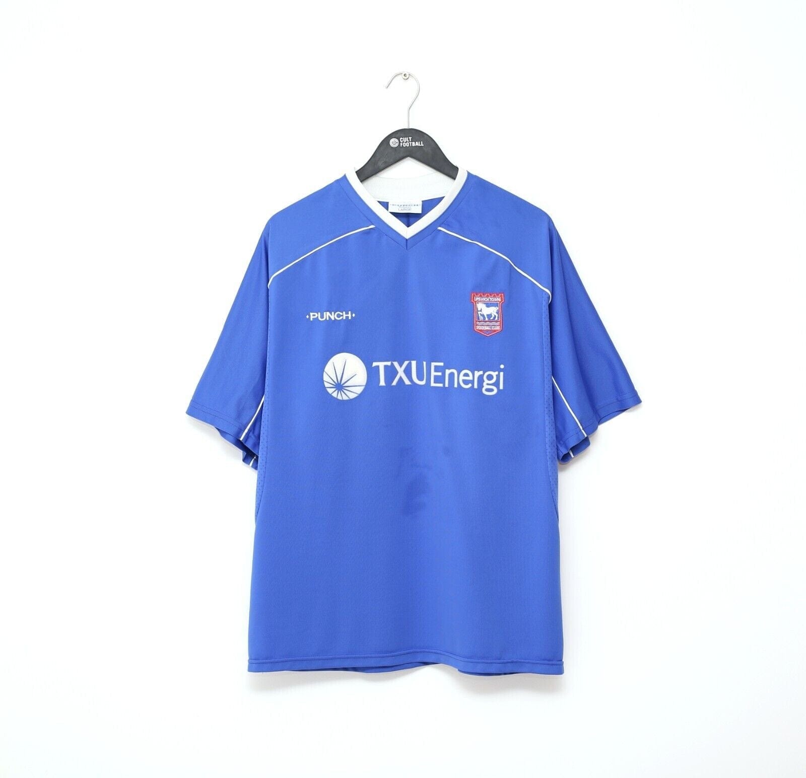 2001/02 GEORGE #33 Ipswich Town Vintage PUNCH UEFA Cup Football Shirt Jersey (L)