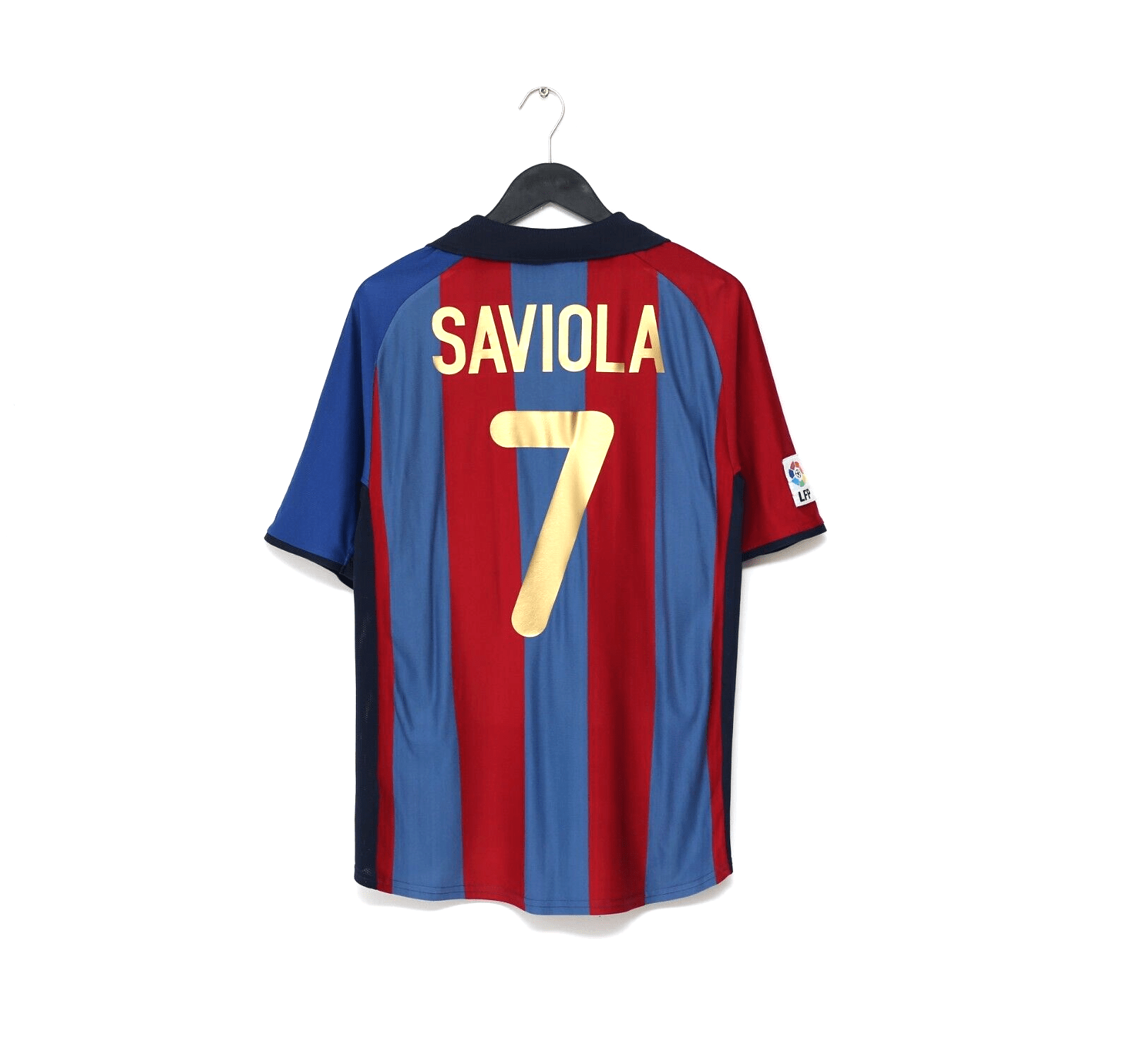 2001/02 SAVIOLA #7 Barcelona Vintage Nike Home Football Shirt (L)