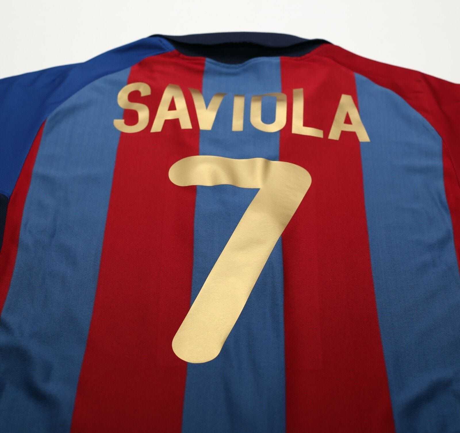 2001/02 SAVIOLA #7 Barcelona Vintage Nike Home Football Shirt (L)