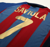 2001/02 SAVIOLA #7 Barcelona Vintage Nike Home Football Shirt (L)