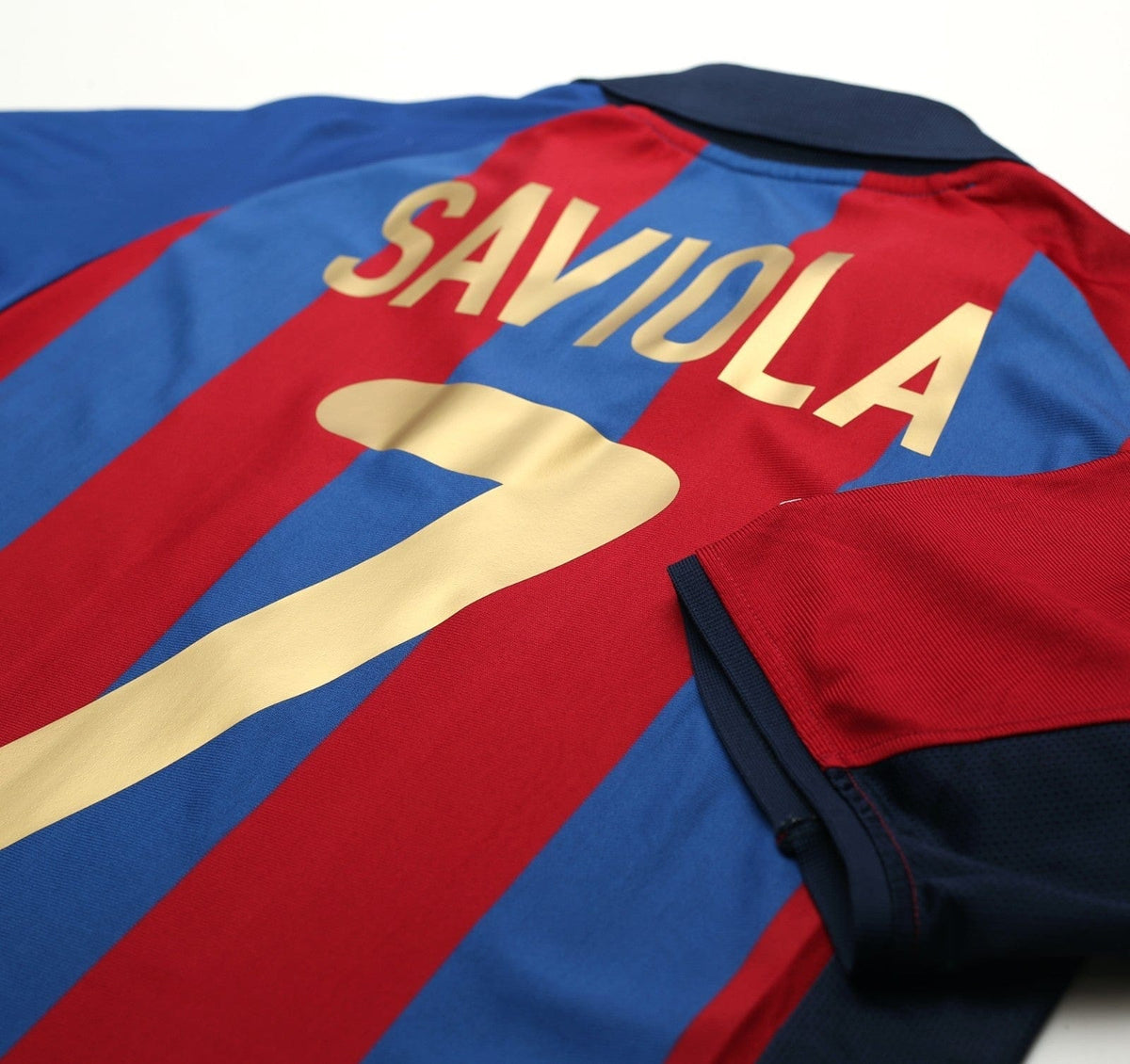 2001/02 SAVIOLA #7 Barcelona Vintage Nike Home Football Shirt (L)