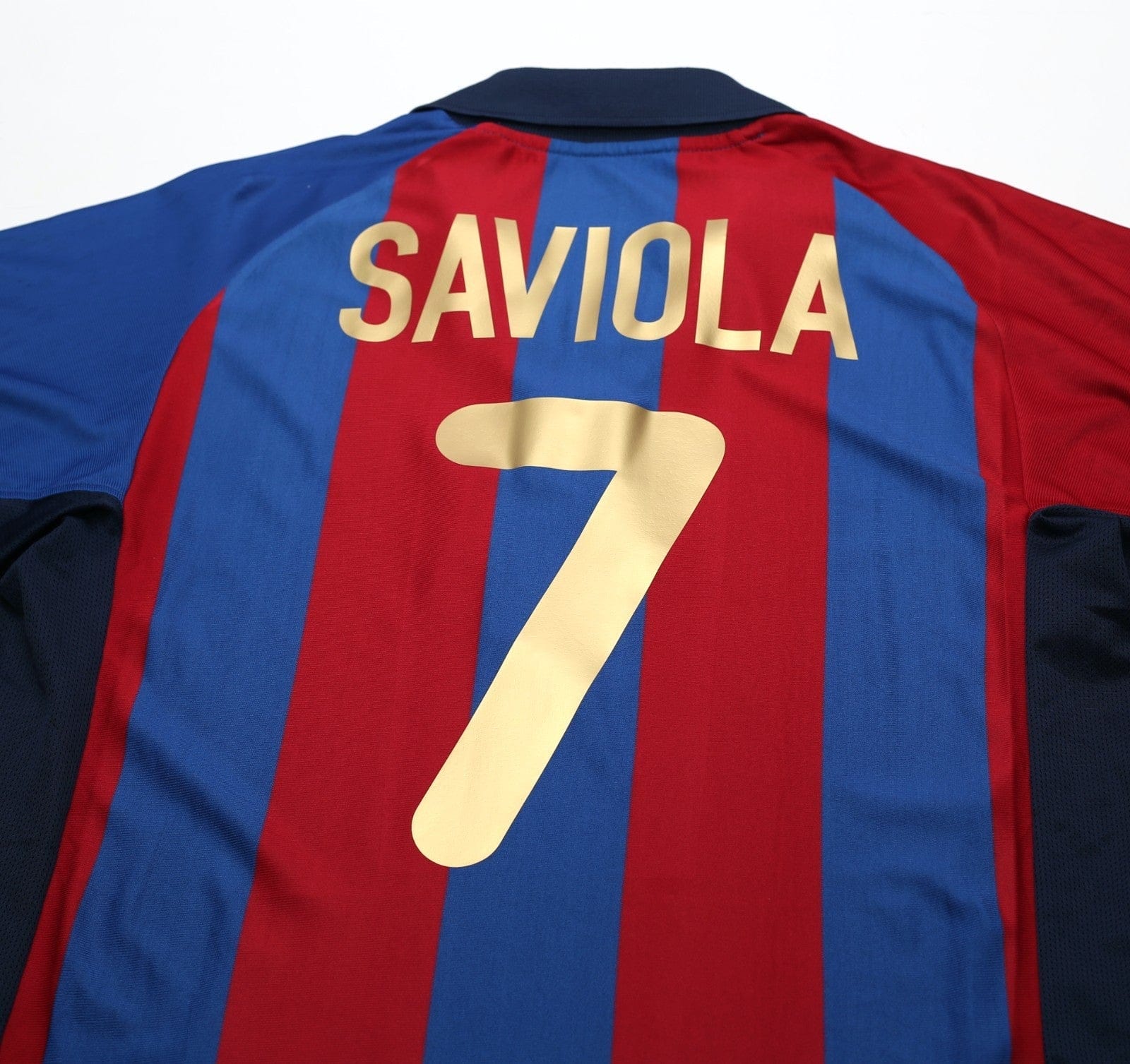 2001/02 SAVIOLA #7 Barcelona Vintage Nike Home Football Shirt (L)