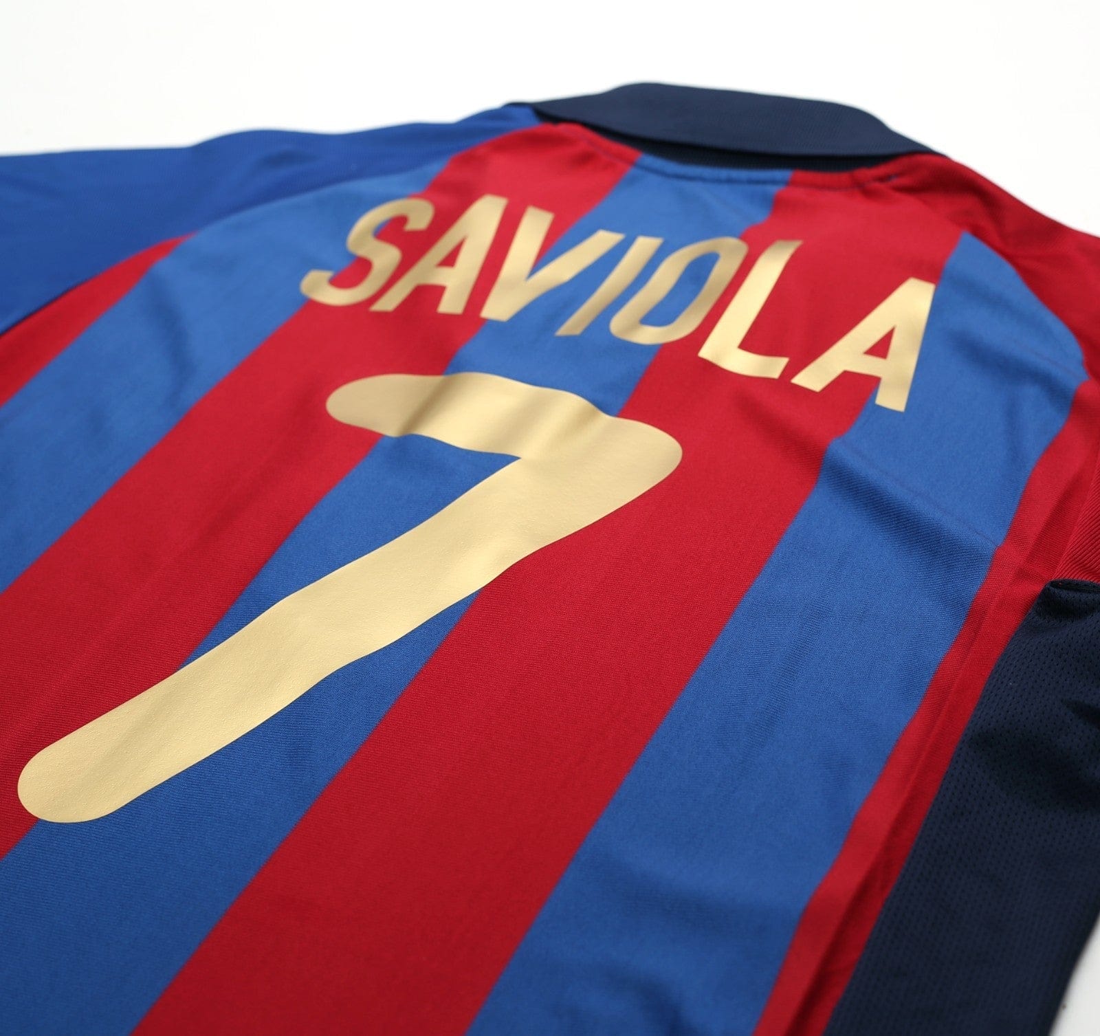 2001/02 SAVIOLA #7 Barcelona Vintage Nike Home Football Shirt (L)
