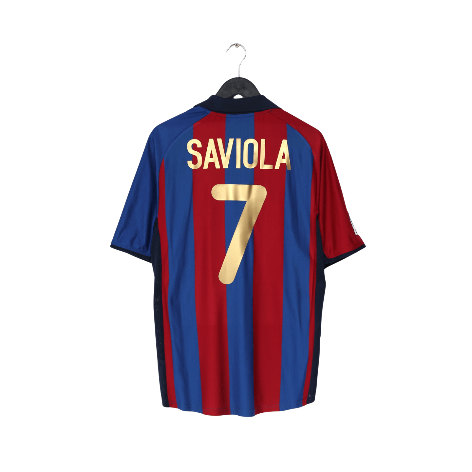 2001/02 SAVIOLA #7 Barcelona Vintage Nike Home Football Shirt (L)