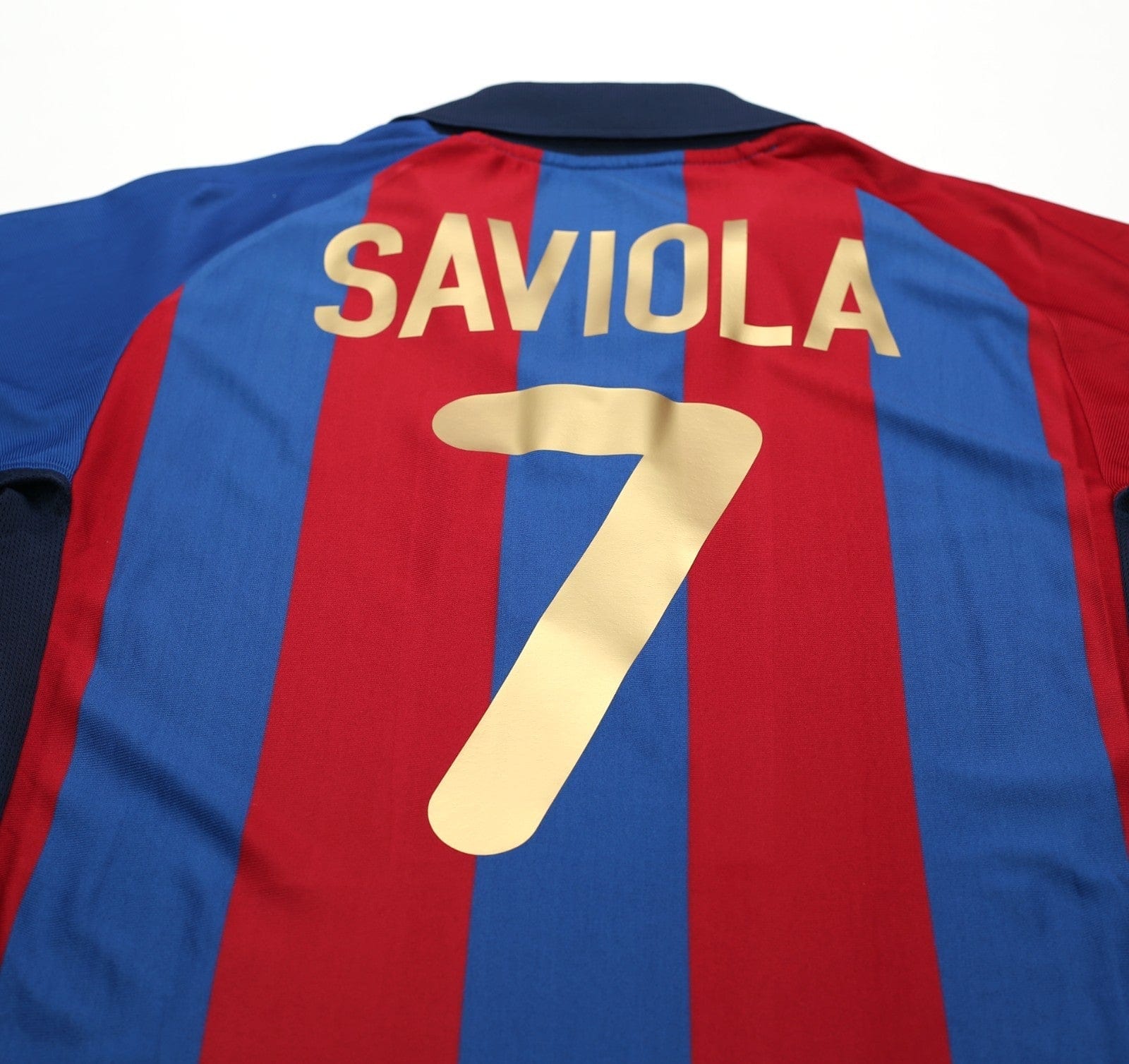 2001/02 SAVIOLA #7 Barcelona Vintage Nike Home Football Shirt (L)