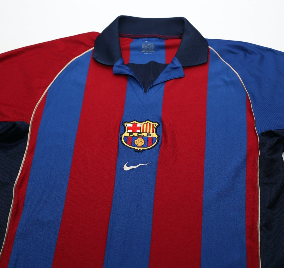 2001/02 SAVIOLA #7 Barcelona Vintage Nike Home Football Shirt (L)