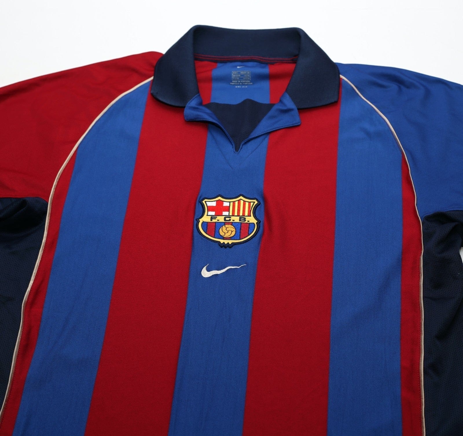 2001/02 SAVIOLA #7 Barcelona Vintage Nike Home Football Shirt (L)