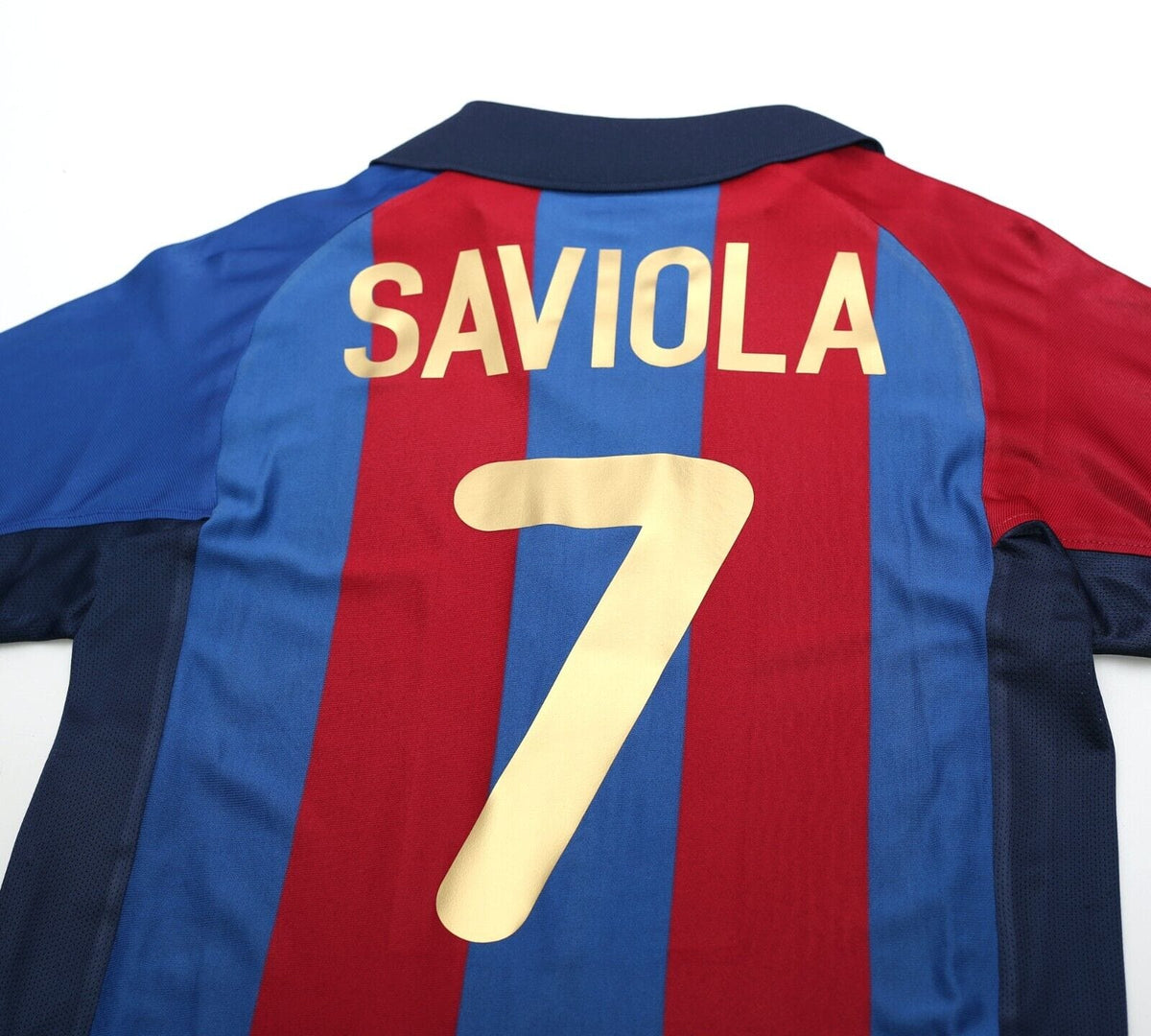 2001/02 SAVIOLA #7 Barcelona Vintage Nike Home Football Shirt (S)