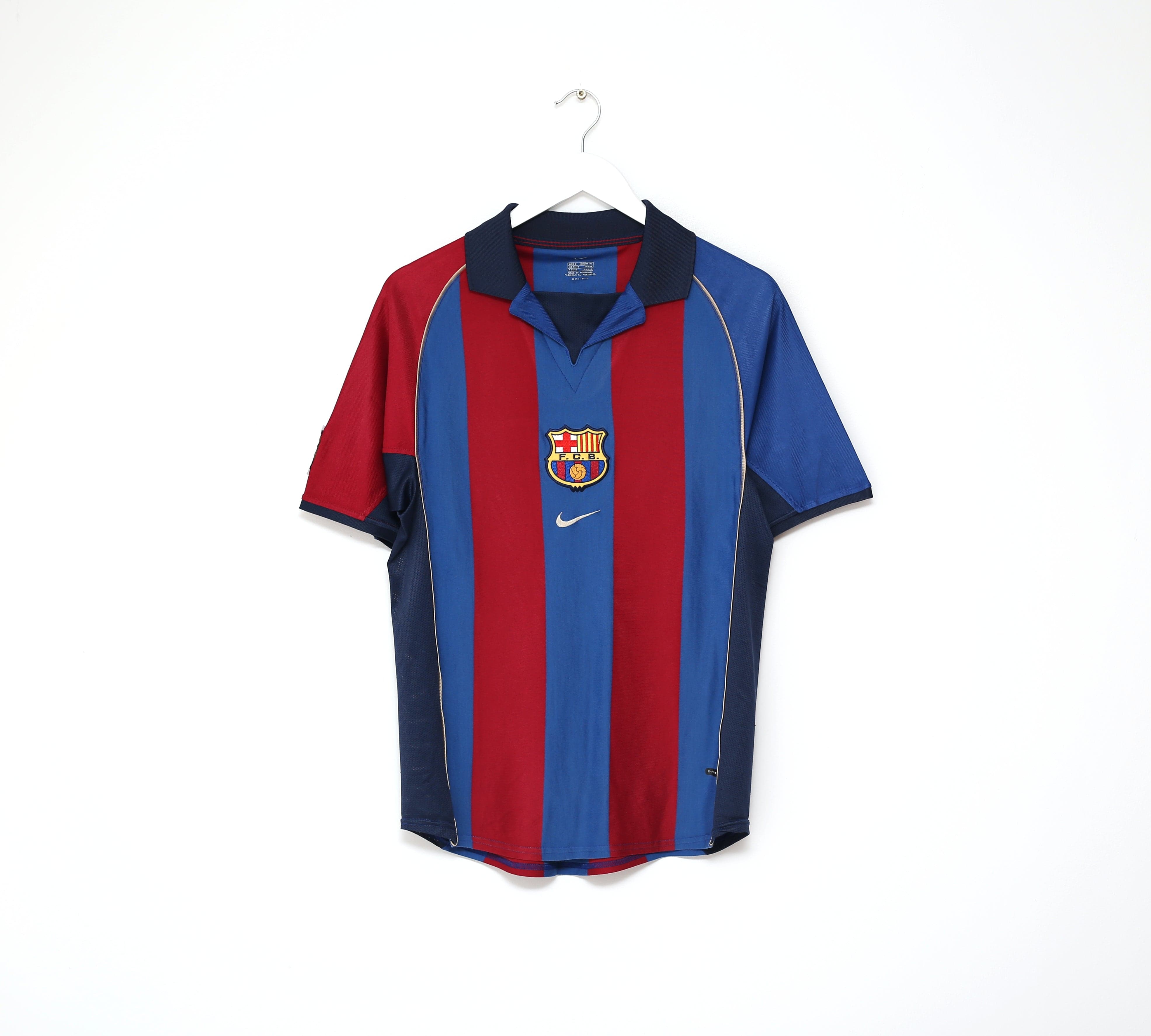 2001/02 SAVIOLA #7 Barcelona Vintage Nike Home Football Shirt (S)