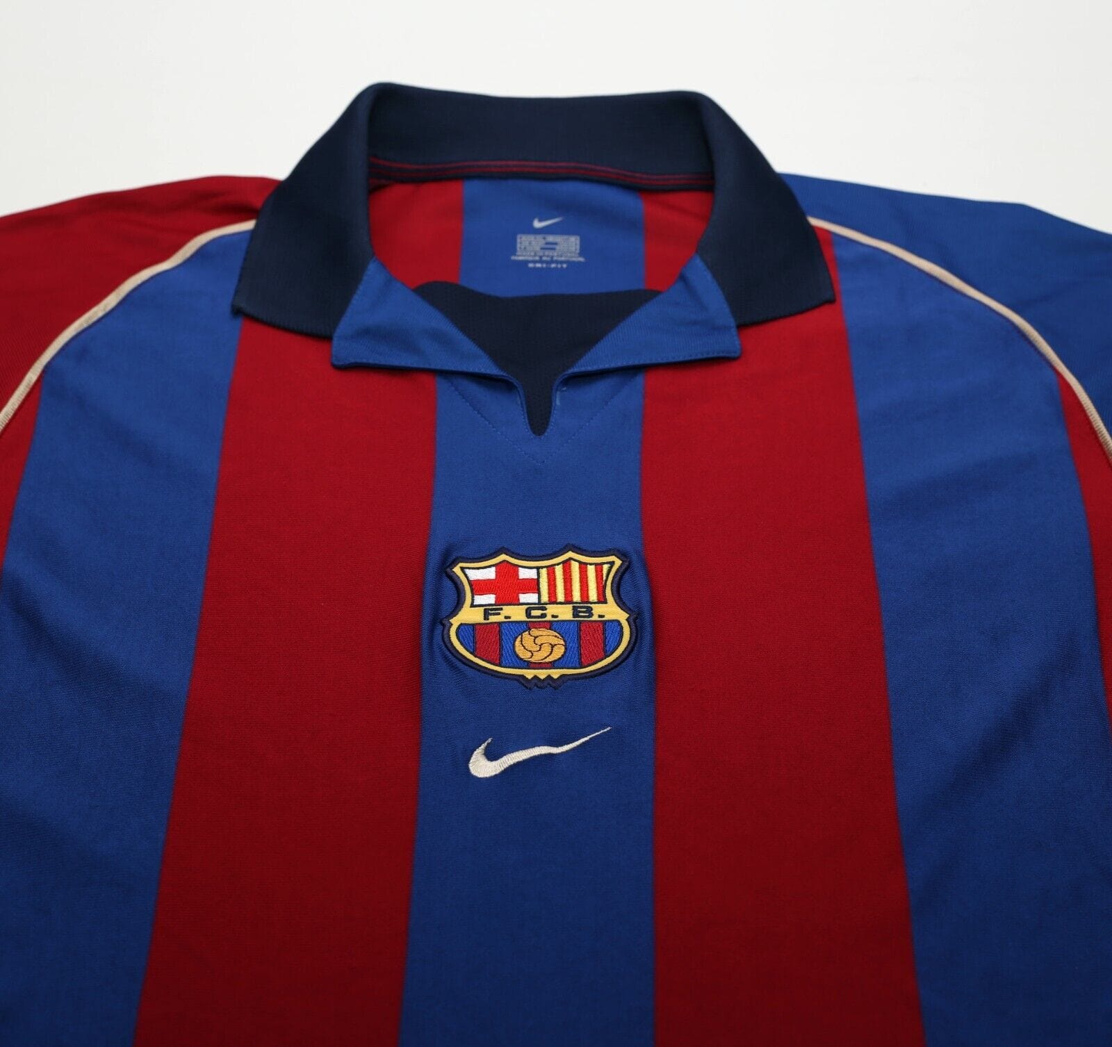 2001/02 SAVIOLA #7 Barcelona Vintage Nike Home Football Shirt (XL)