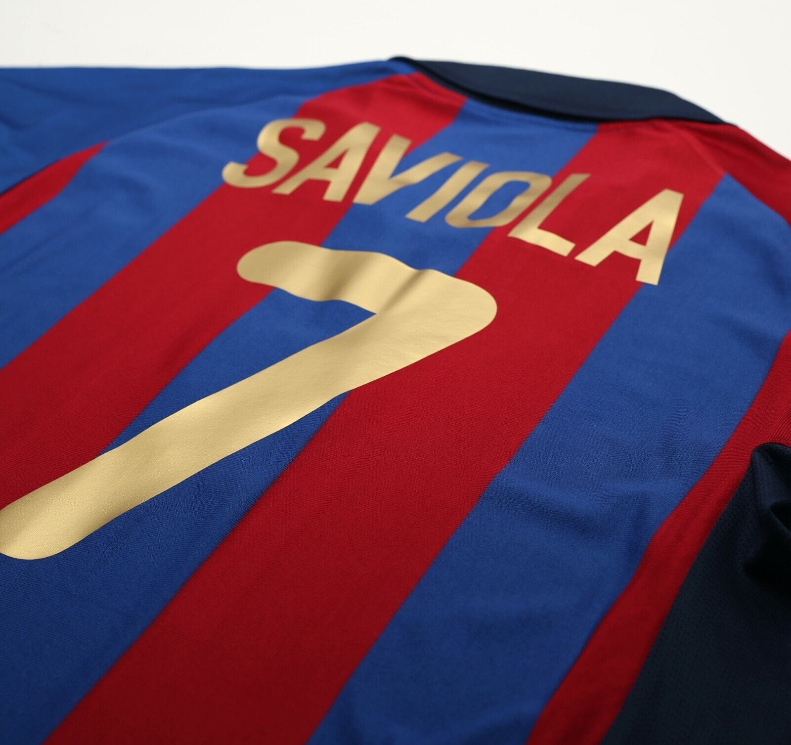 2001/02 SAVIOLA #7 Barcelona Vintage Nike Home Football Shirt (XL)