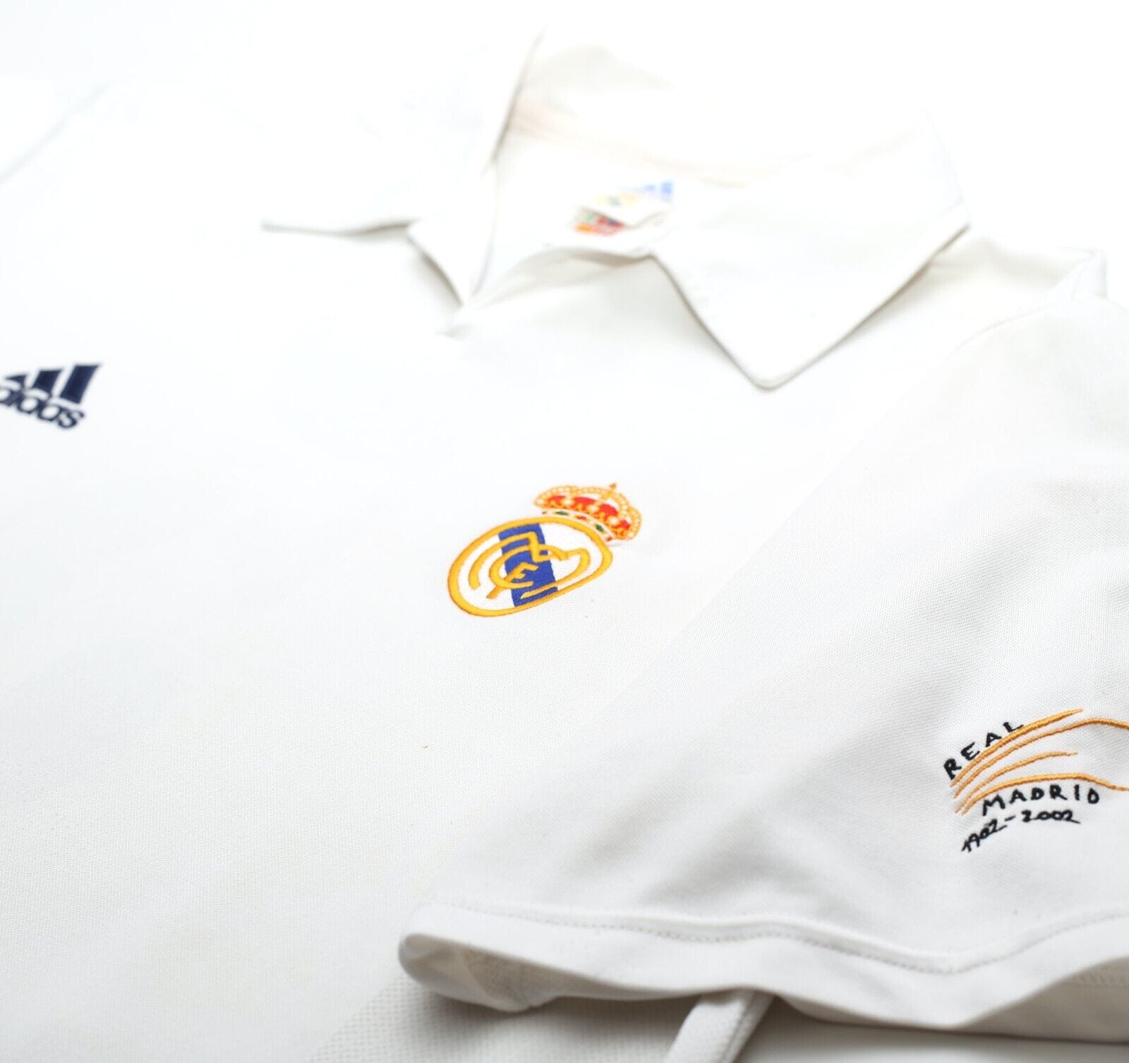 2001/02 ZIDANE #5 Real Madrid Vintage adidas centenary Home Football Shirt (M)