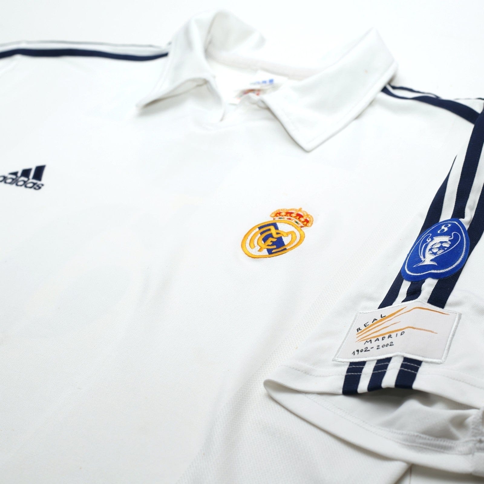 2001/02 Zidane #5 Real Madrid Vintage adidas Centenary Home Football Shirt (XL)