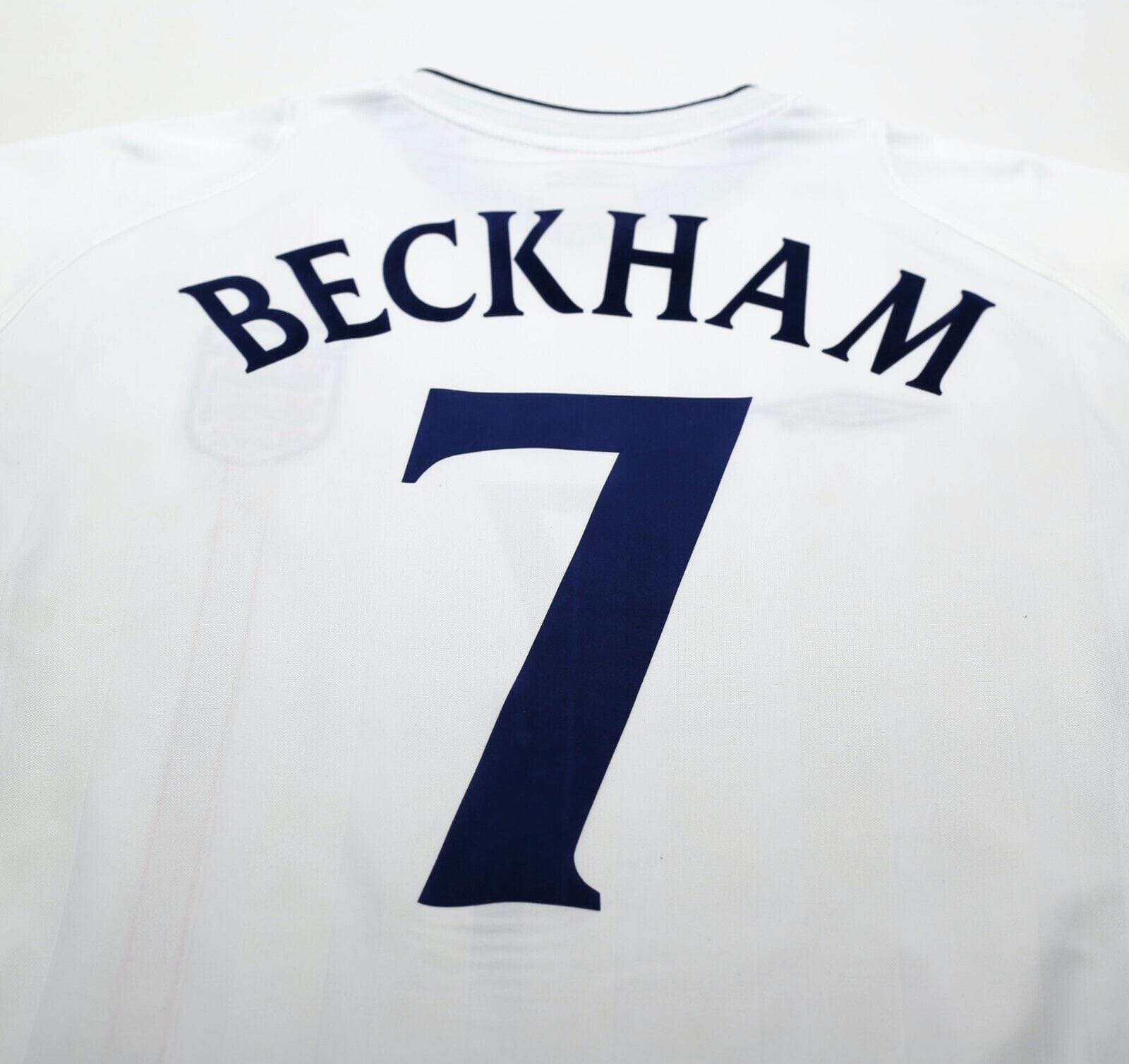 2001/03 BECKHAM #7 England Vintage Umbro Home Football Shirt (M) WC 2002