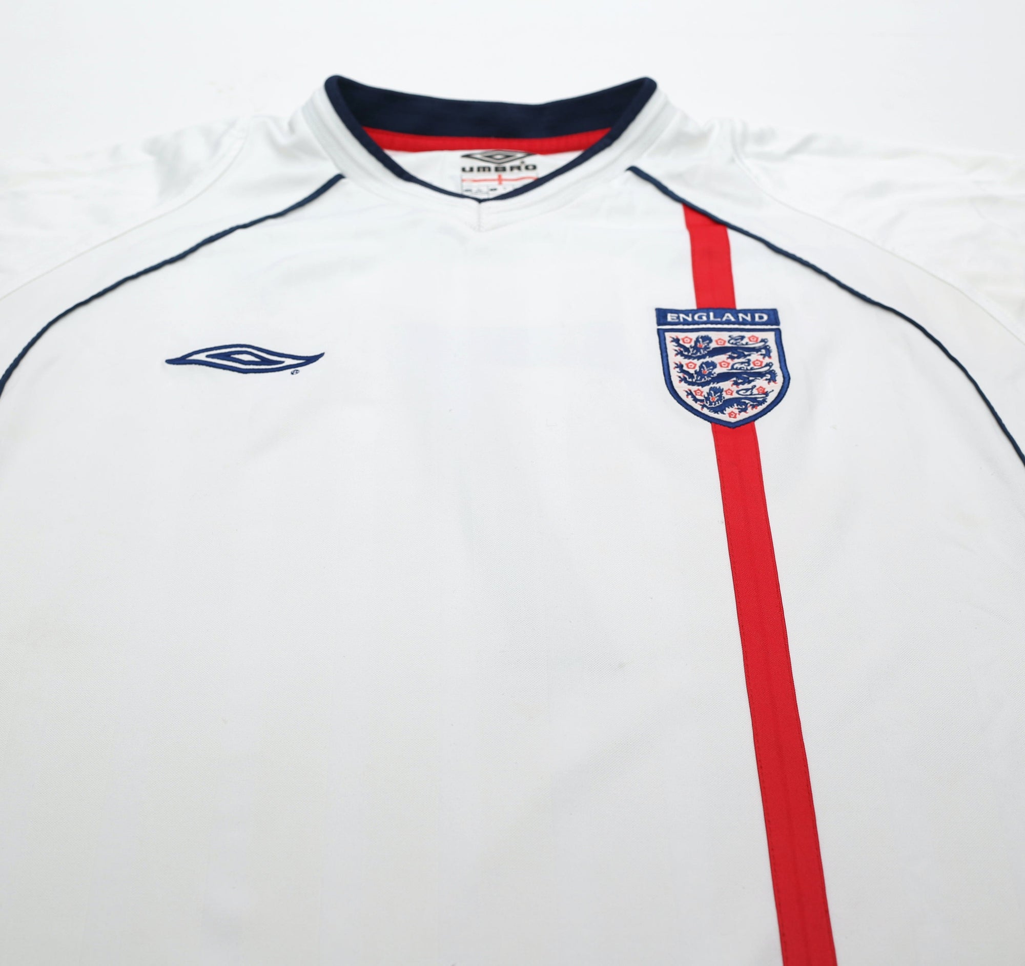 2001/03 BECKHAM #7 England Vintage Umbro Home Football Shirt (XL) 2002 WC