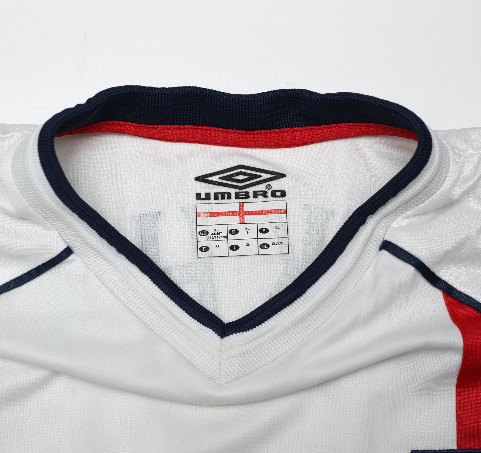 2001/03 BECKHAM #7 England Vintage Umbro Home Football Shirt (XL) 2002 WC