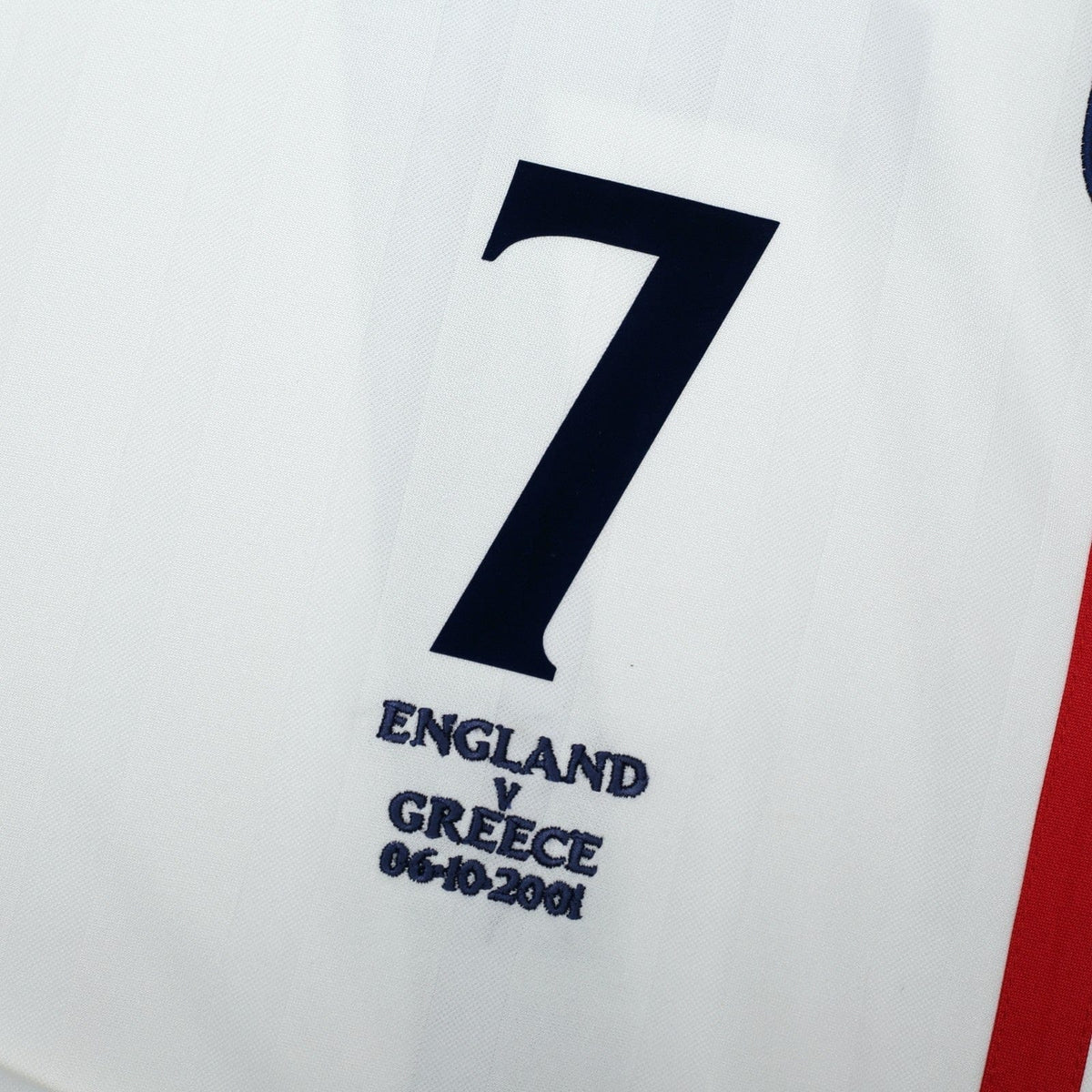 2001/03 Beckham #7 England Vintage Umbro Home Greece Football Shirt (L)